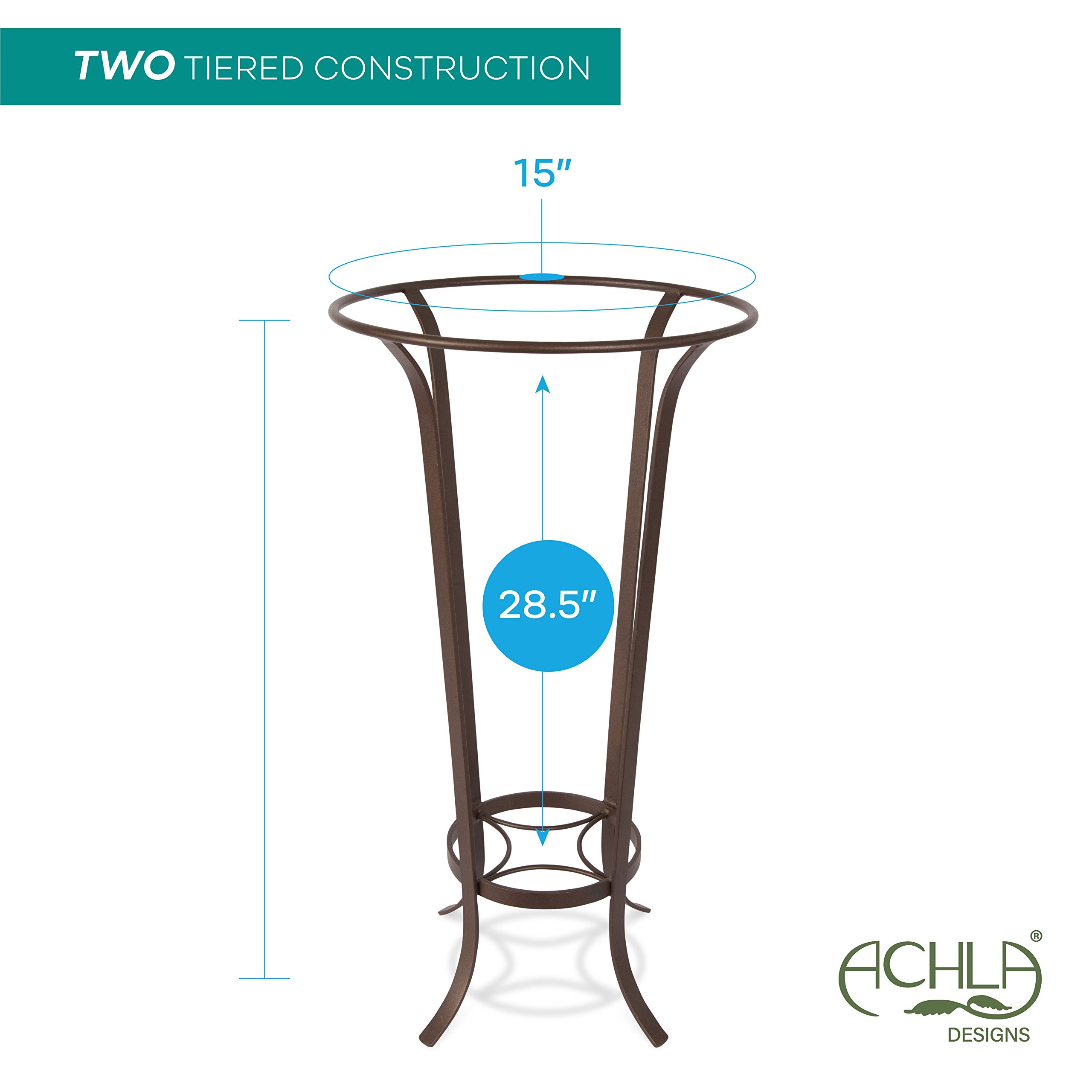 Achla Designs FB-20 Wrought Iron Tulip Plant Bowl Stand - Roman Bronze Finish | Indoor Outdoor Garden Decor for Patio, Balcony & Home Decor