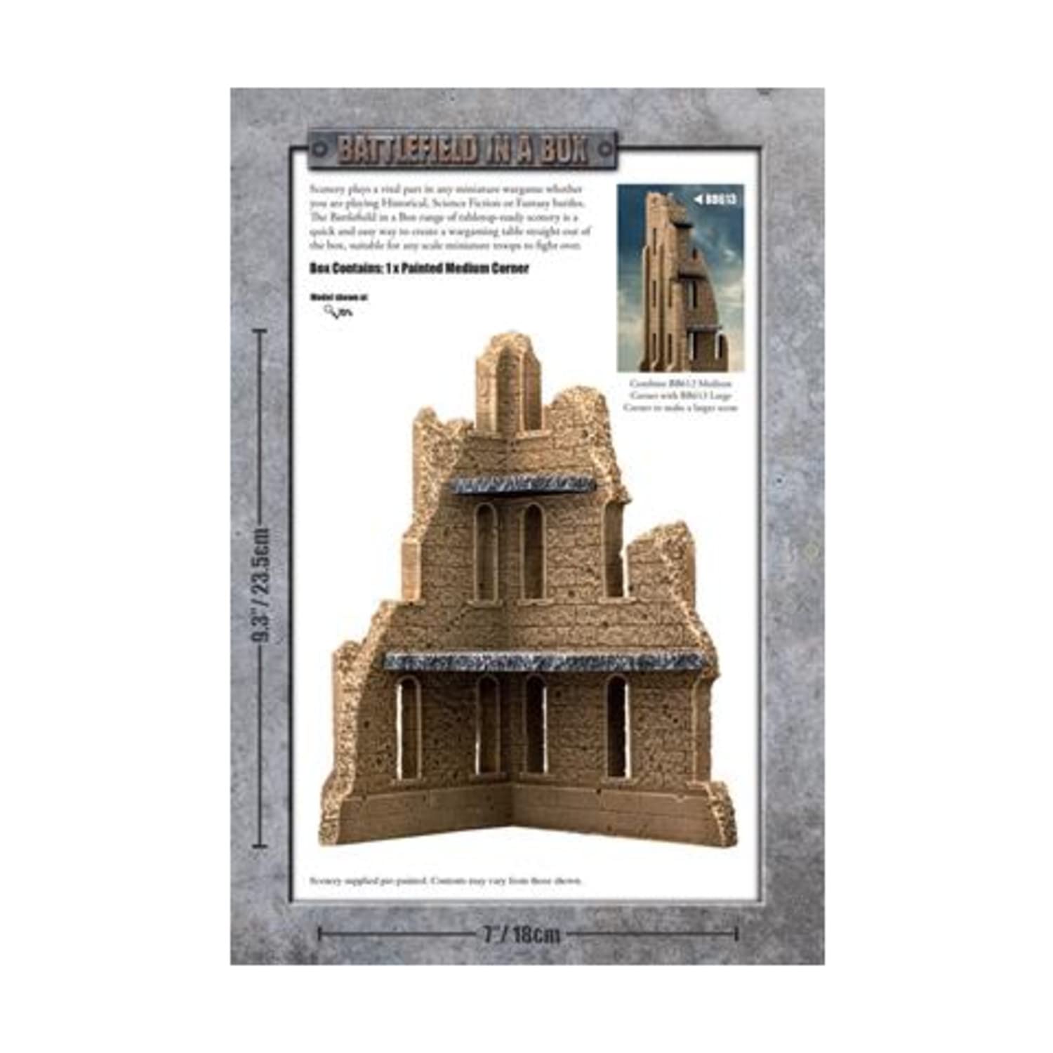 Battlefield in a Box - Medium Corner Sandstone Terrain for Wargaming & Miniature Tabletop Scenes | Durable Scenic Base for Warhammer 40K, D&D, and RPG Battle Maps | Perfect for DIY Model Landscapes & Wargame Displays