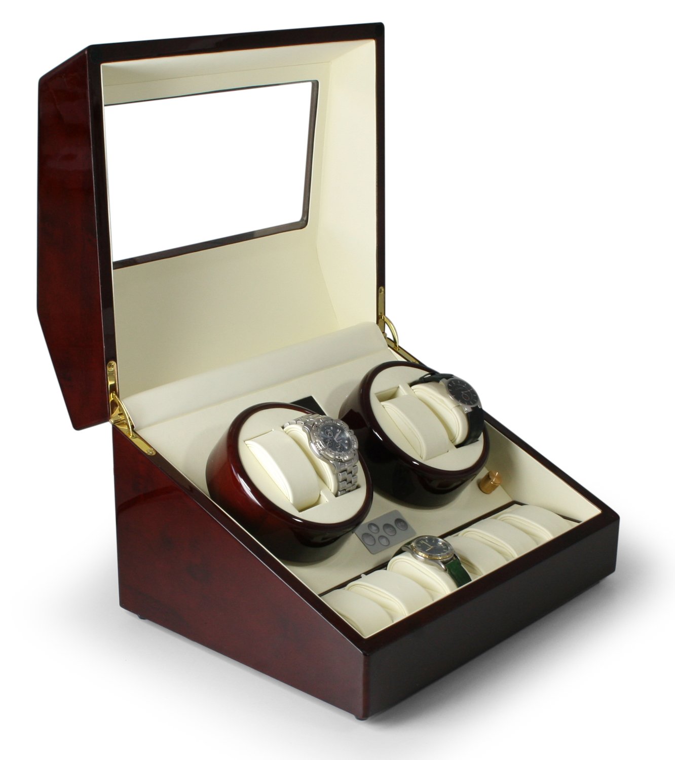 Klarstein Old Marshall Automatic Watch Winder for 2 or 13 Watches - Silent Motor, LED Display, Luxury Watch Storage & Display Case for Automatic Watches Collection (Perfect for Home, Office & Travel Use)