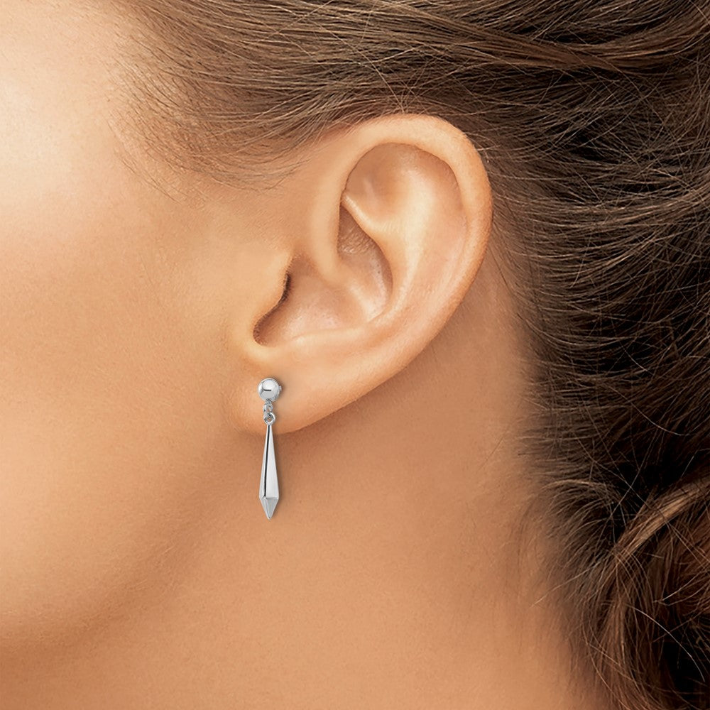 14K White Gold Polished Post Dangle Earrings - LE2641W by Gold Leslie | Elegant Jewelry for Women, Perfect for Weddings, Parties & Special Occasions