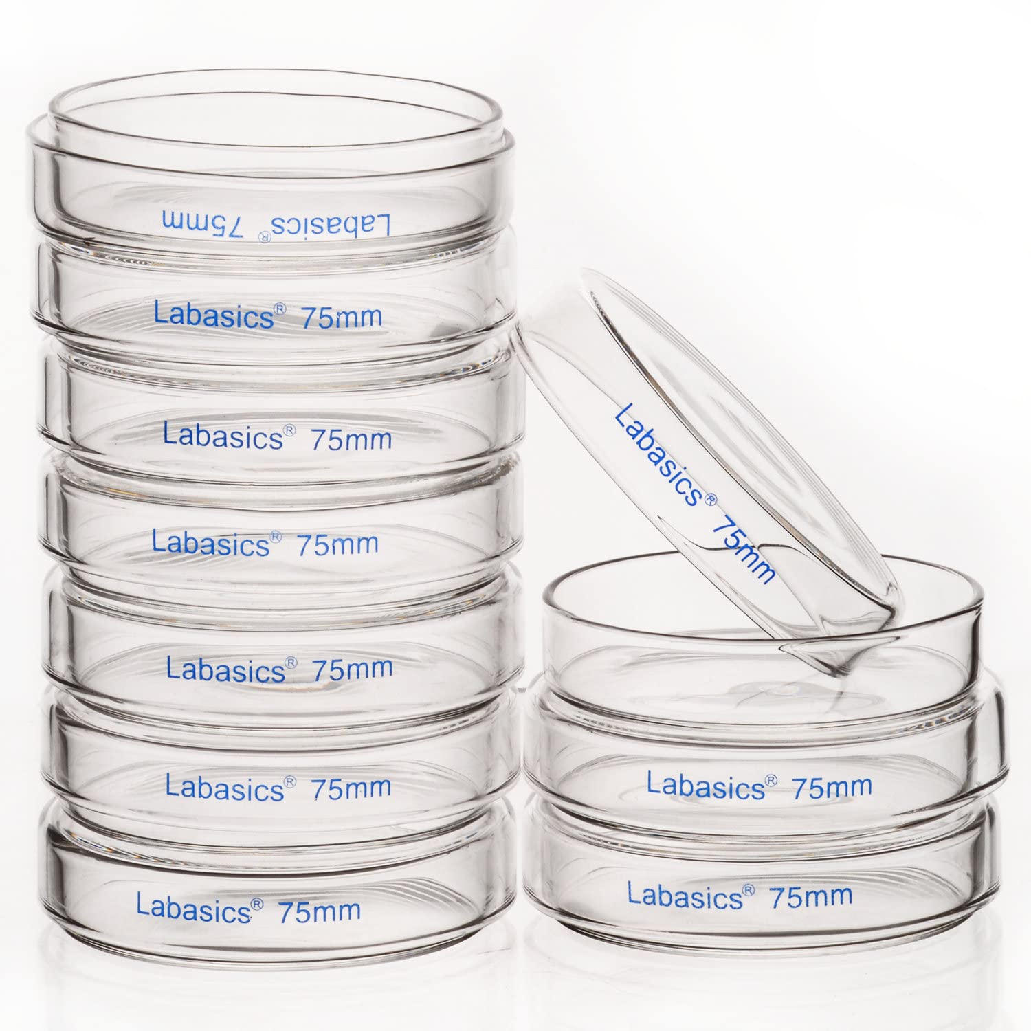 Labasics 10-Pack Glass Petri Dishes, 75x15mm Autoclavable Borosilicate Glass Cell Culture Dishes with Clear Lid - Perfect for Laboratory Experiments, Microbiology Studies & Scientific Research