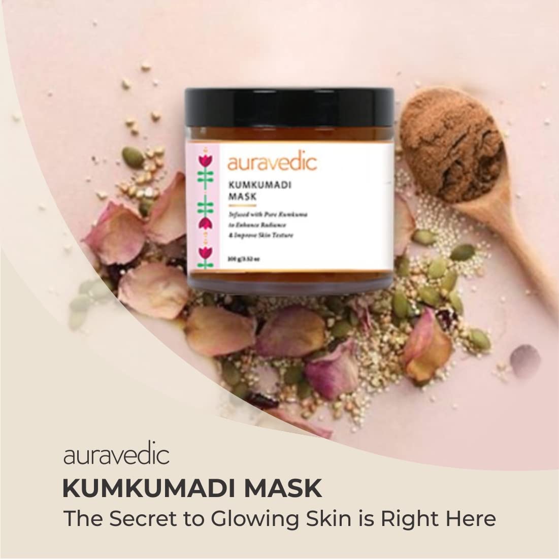Kumkumadi Face Mask with Kumkumadi Tailam - 100g Ayurvedic Tan Removal & Detan Face Pack for Glowing Skin - Skincare for Women & Men - Perfect for Daily Use, Spa Days & Bridal Preparation