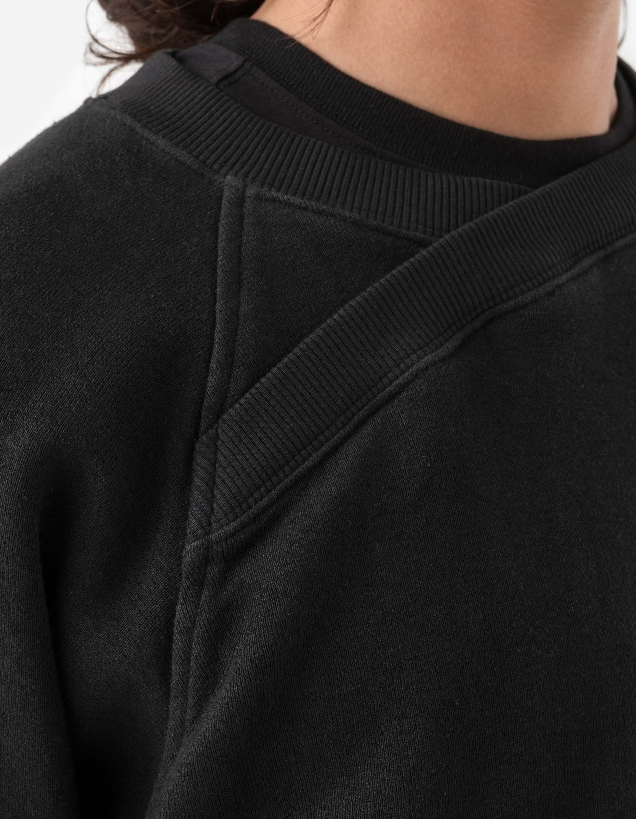 6002 Asym Monk Organic Cotton Crew Neck Sweatshirt for Men - Black | Comfortable & Stylish Casual Wear for Everyday Outfits