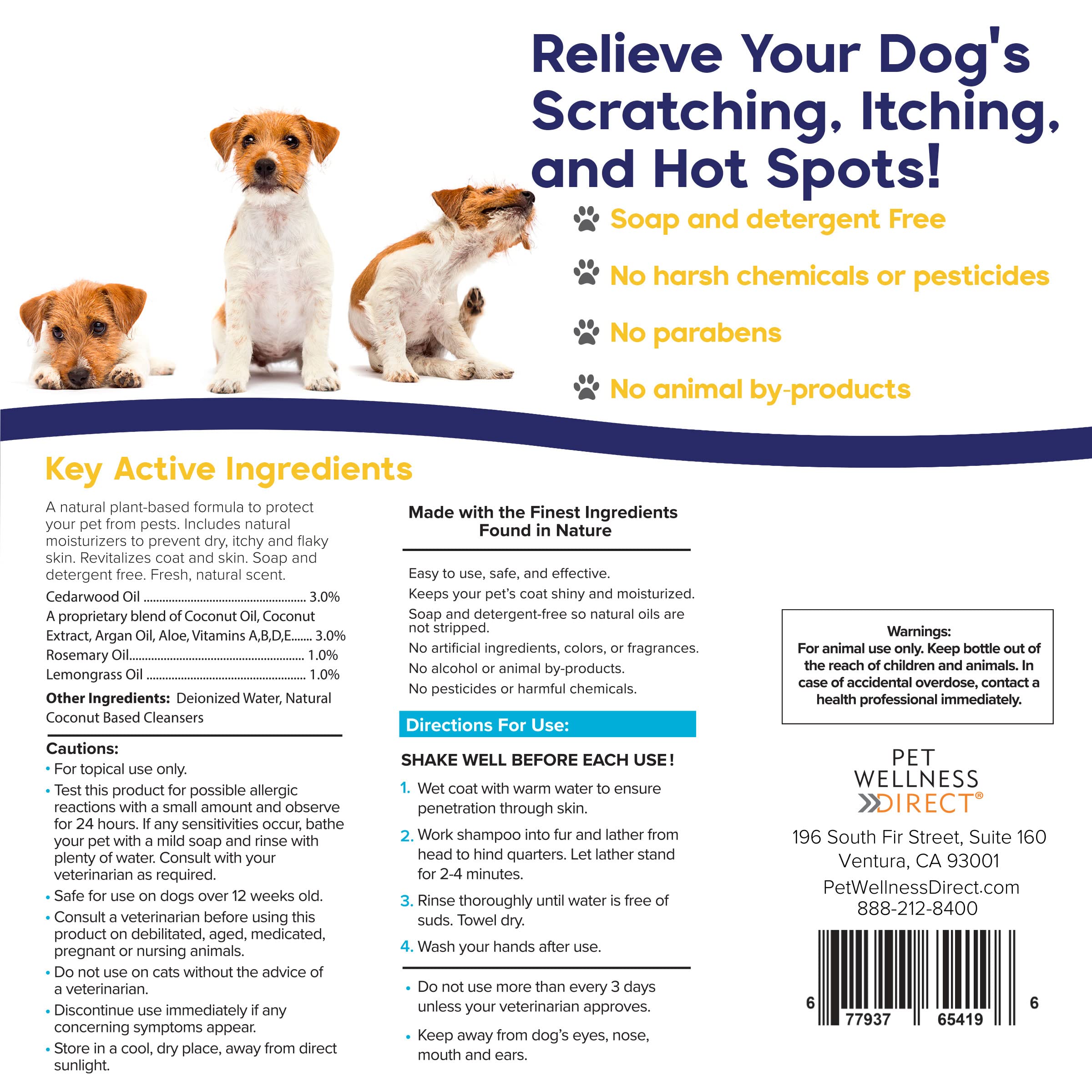 Natural Dog Shampoo & Spray for Itchy Skin Relief - Plant-Based Formula with Essential Oils to Stop Scratching & Hot Spots | Made in USA | Perfect for Bath Time & Allergy Relief