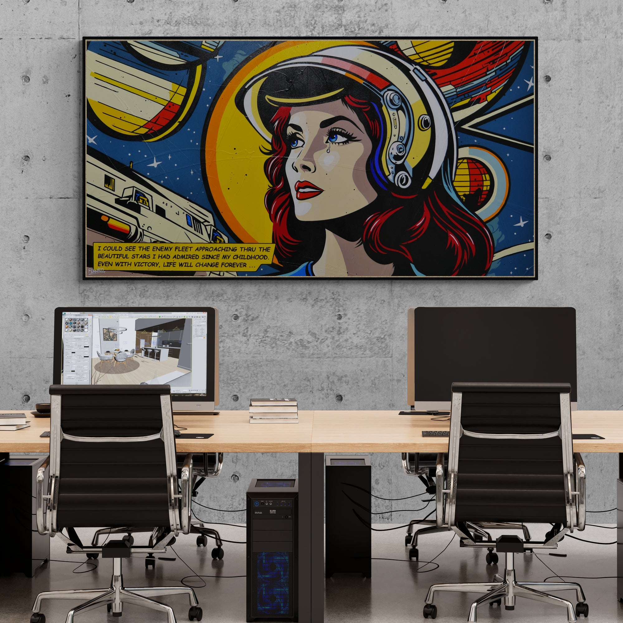 190cm x 100cm Space Classic Pop Art Canvas Painting by Allan - Large Wall Art for Living Room, Bedroom & Office Decor