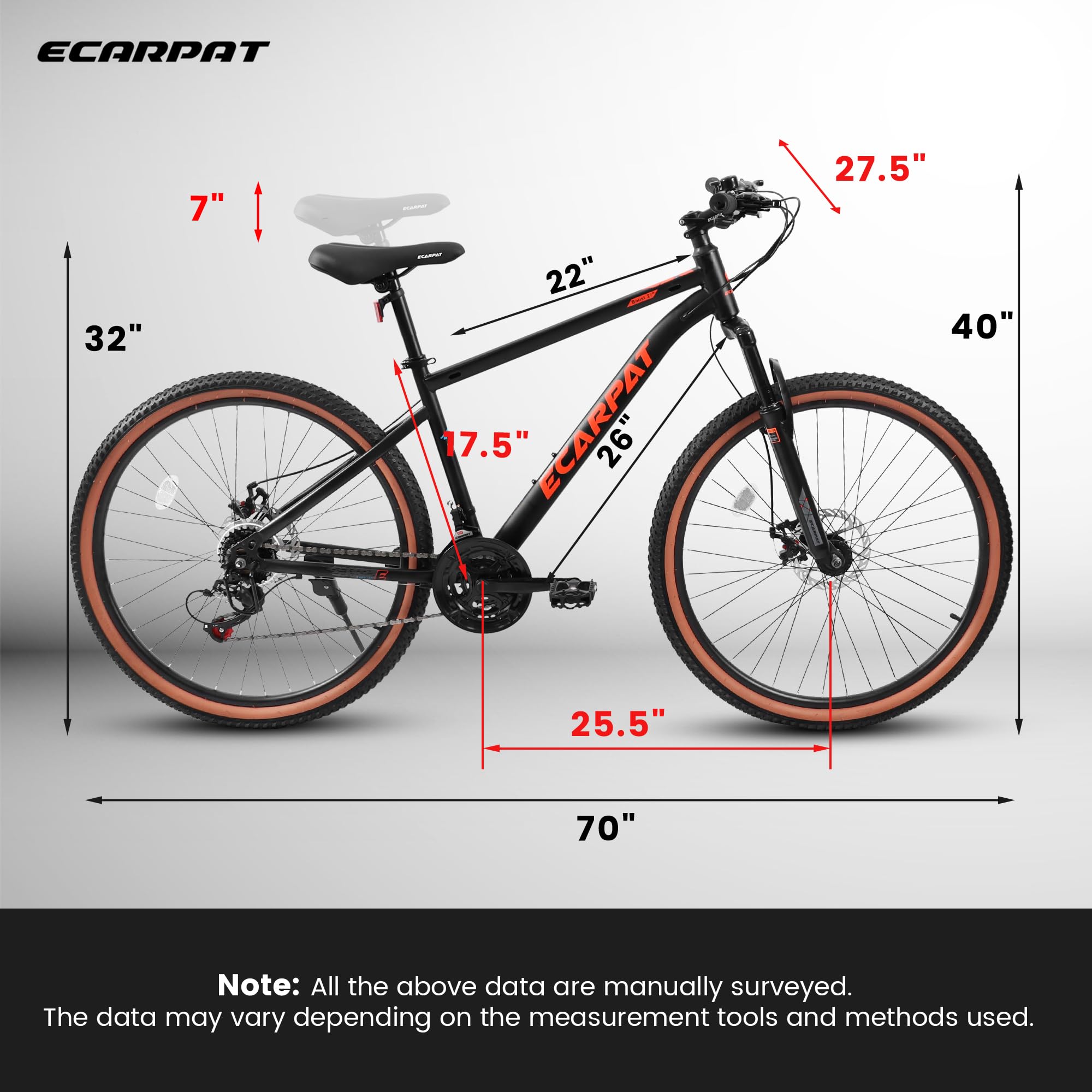 **24/26/27.5 Inch Full Suspension Mountain Bike for Men & Women - 21-Speed Aluminum/Steel Frame - Perfect for Commuting, School, Work & Snow Riding - Ideal Birthday & New Year Gift**
