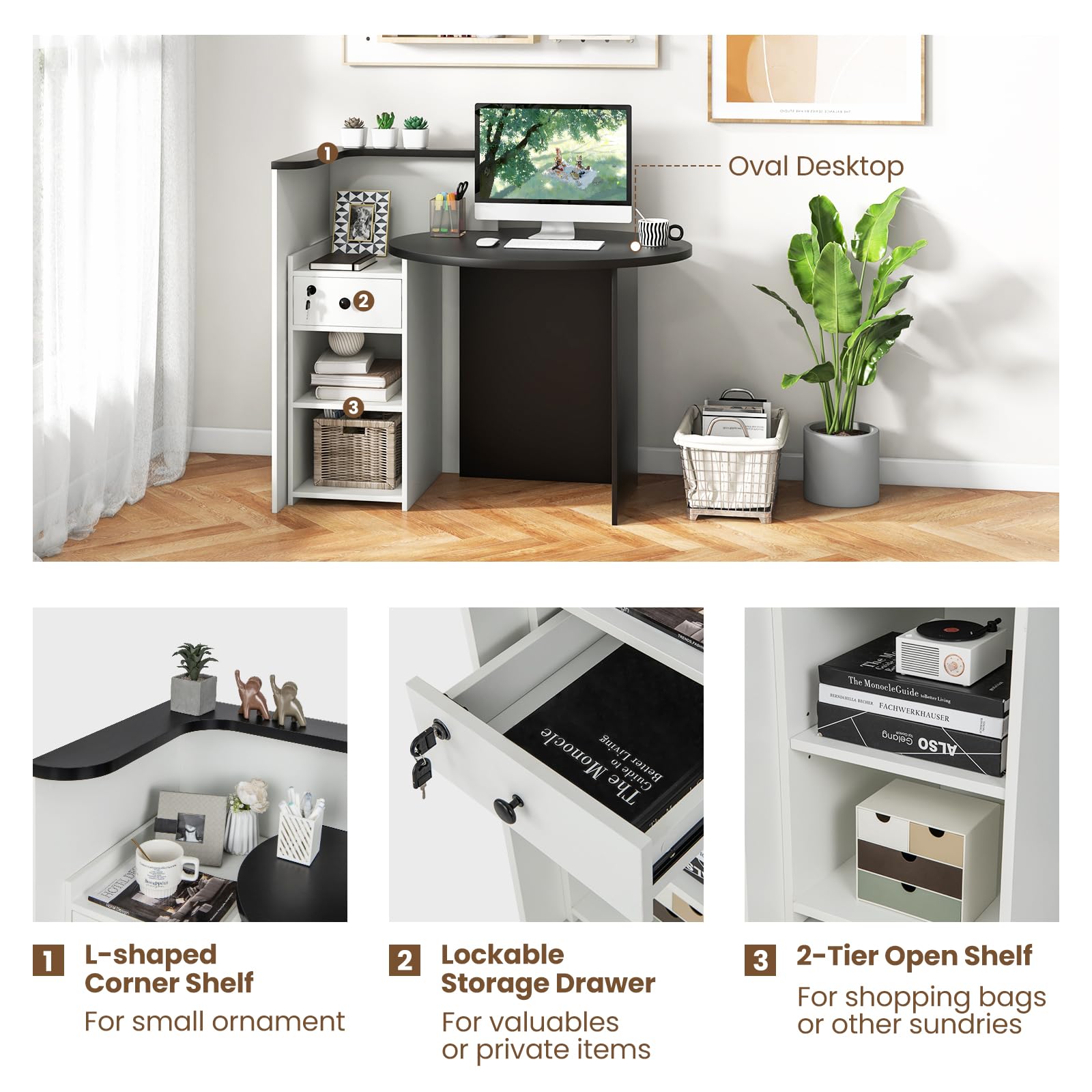 Giantex Reception Desk with Lockable Drawer - 63