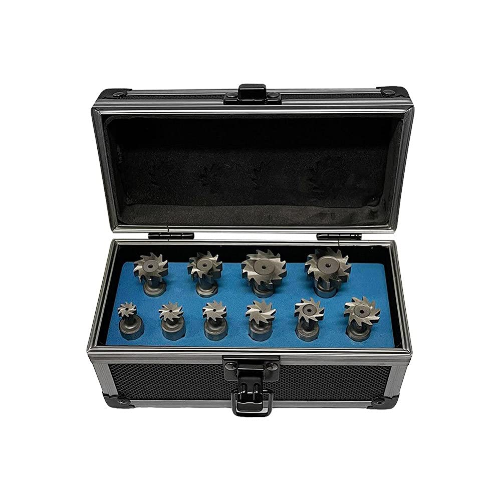 10-Piece HSS Woodruff Key Cutter Set with 1/2'' Straight Shank - Perfect for Metalworking, Machinery Repair & DIY Projects