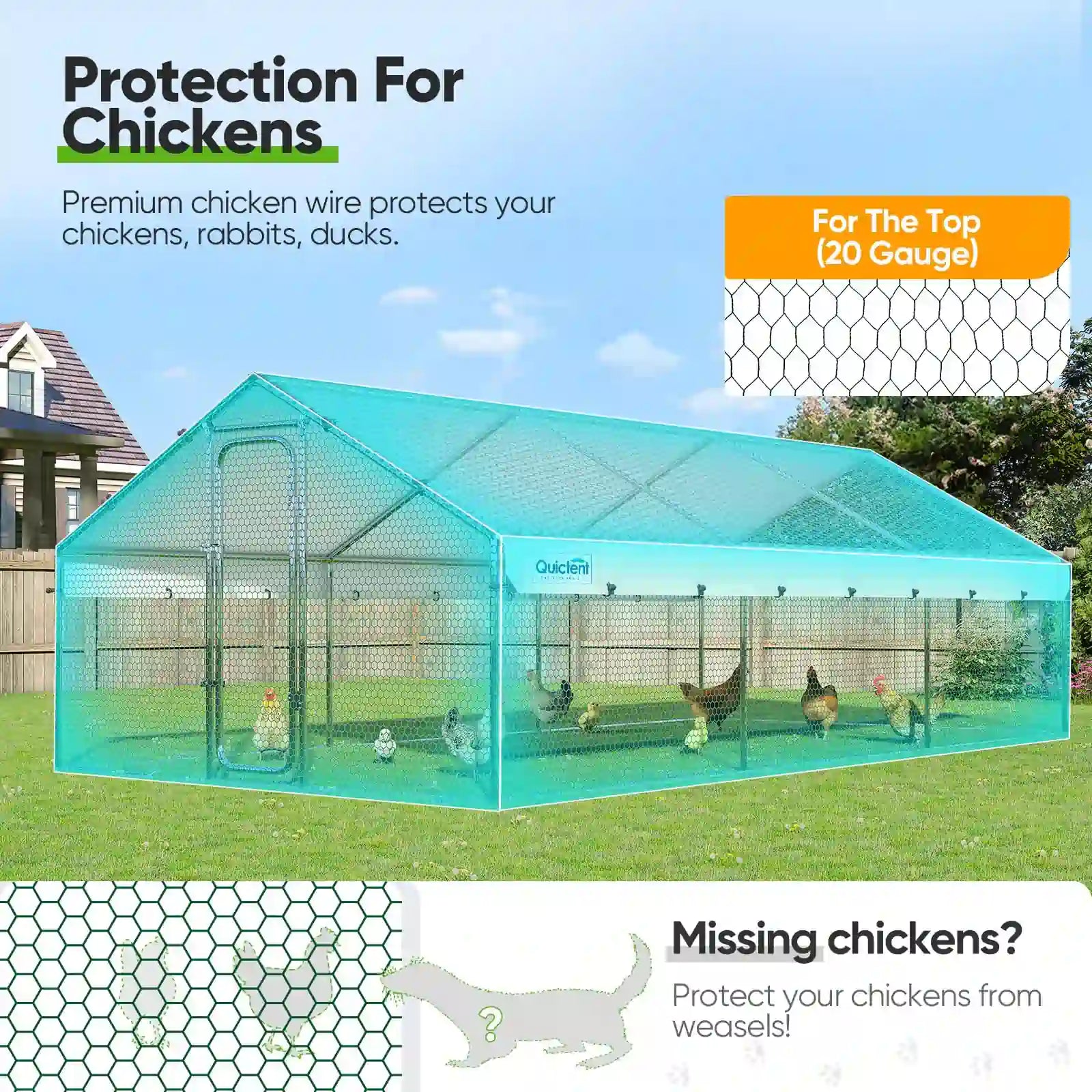 Large Metal Chicken Coop Run - Durable Outdoor Poultry Pen for Hens & Roosters - Perfect for Backyard Farming & Free Range Chicken Keeping