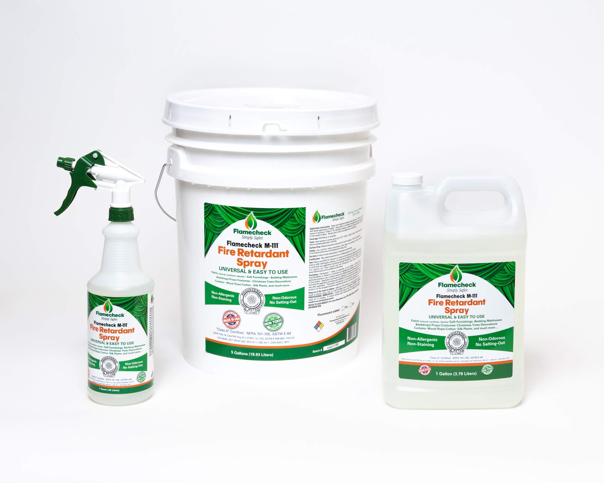 Flamecheck M-111 Fire Retardant Spray - 1 Gallon | Class A Fire Protection | Non-Toxic & Easy to Apply | Safe for Fabric, Wood & Absorbent Surfaces | Perfect for Home Safety, Camping Gear & DIY Projects