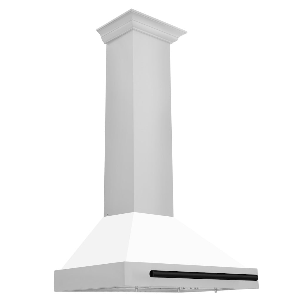 ZLINE KB4STZ WM MB Autograph Edition Convertible Stainless Steel Range Hood - White Matte Shell with Matte Black Accents | Professional Kitchen Ventilation for Modern Homes