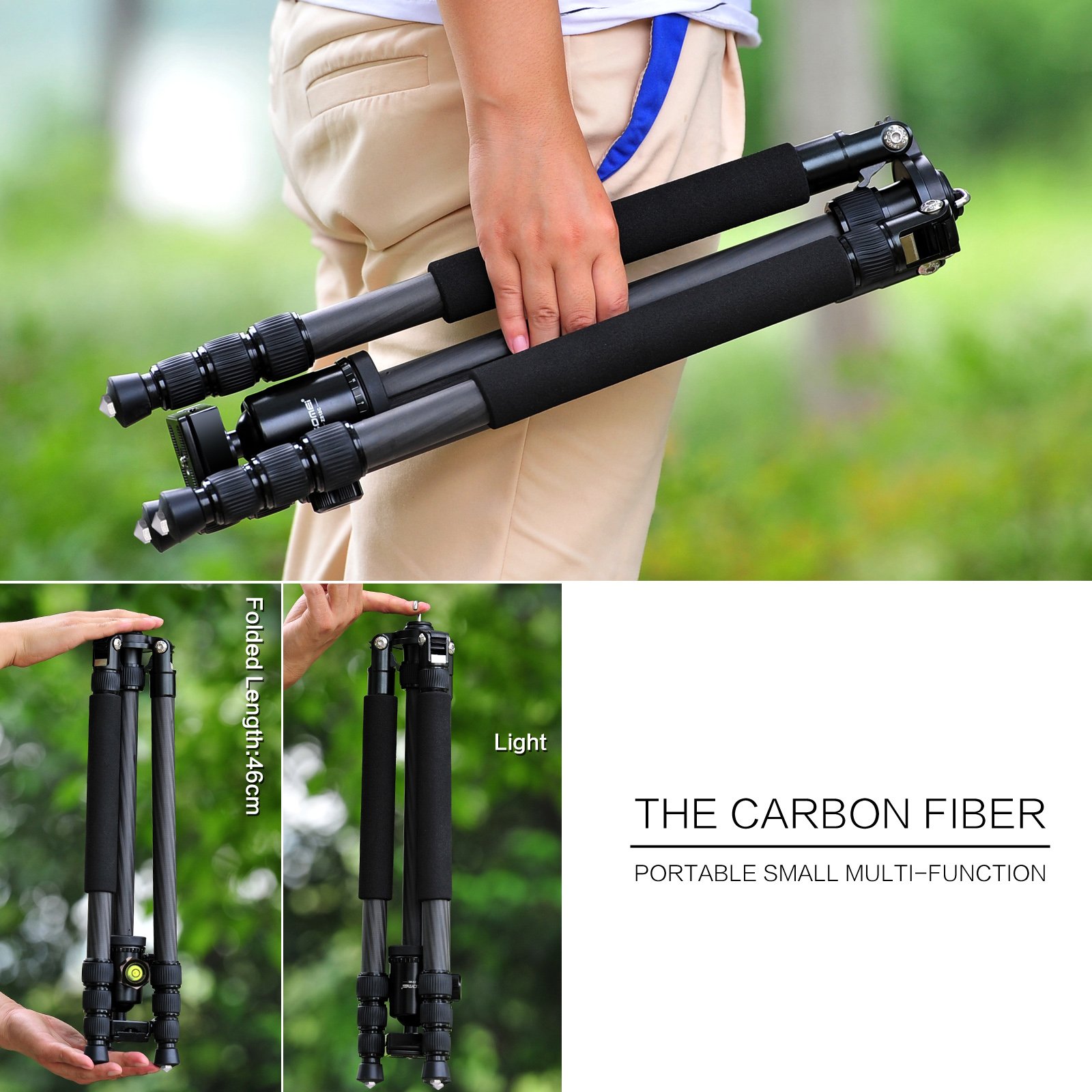 Zomei Z818C Professional Carbon Fiber Tripod with Ball Head & Quick Release Plate - Lightweight Travel Tripod for DSLR Cameras (Canon, Sony, Nikon) - Includes Carrying Bag for Outdoor Photography & Videography