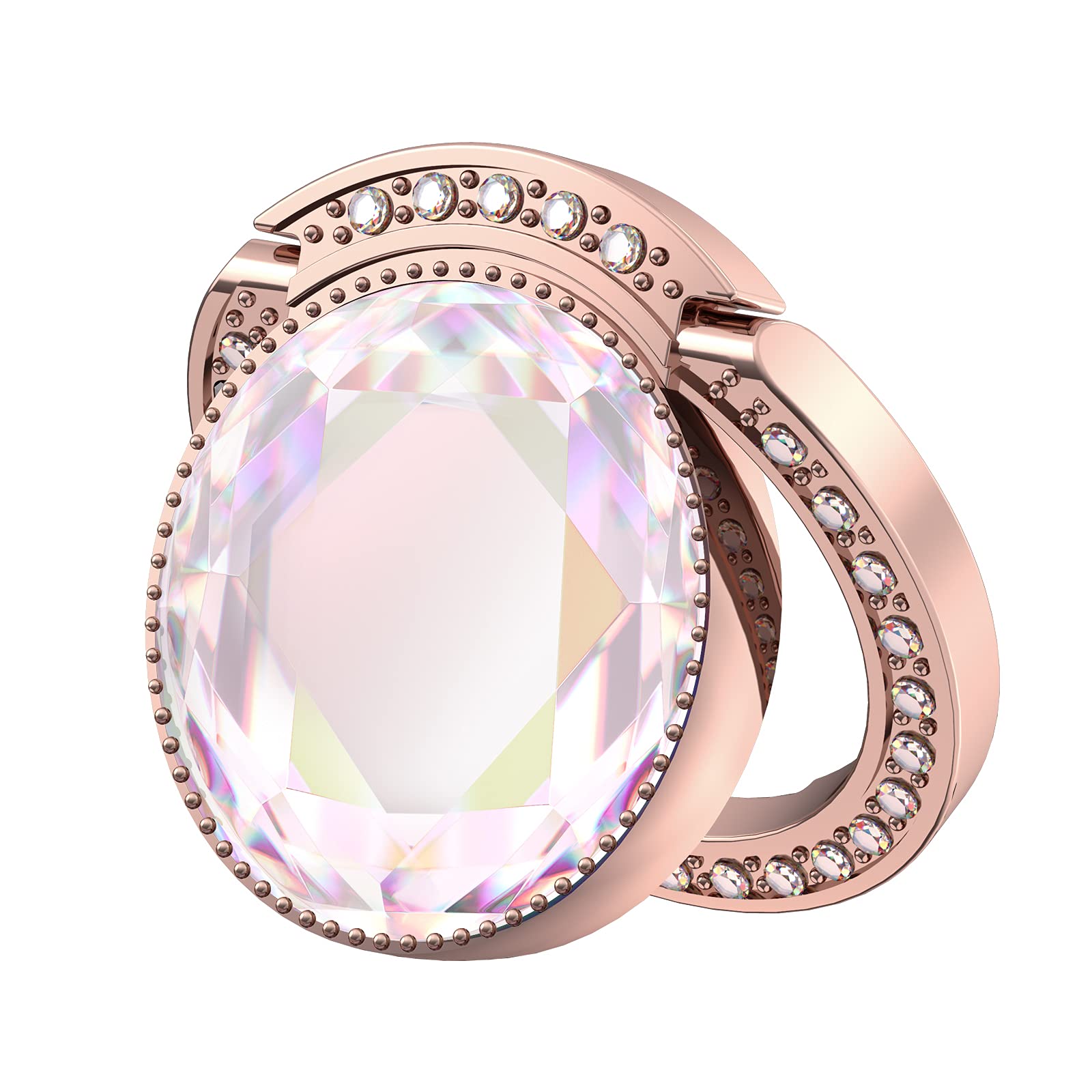 Rose Gold Crystal Phone Holder Ring - Adjustable Grip Stand for Smartphones - Perfect for Hands-Free Viewing, Gaming, and Selfies