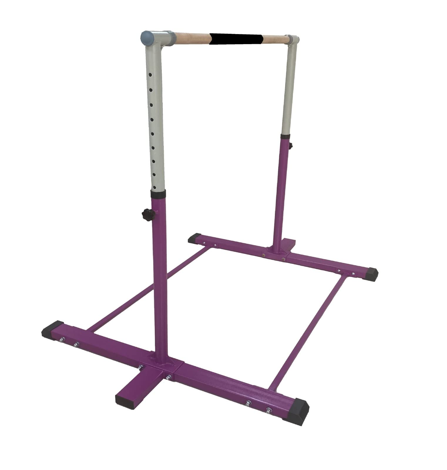 Adjustable Kids Gymnastics Bar - Professional Training Horizontal Bar for Junior Gymnasts (3-5FT Height, Purple Cushioned) | Perfect for Home Practice, Backyard Training & Gymnastics Skill Development