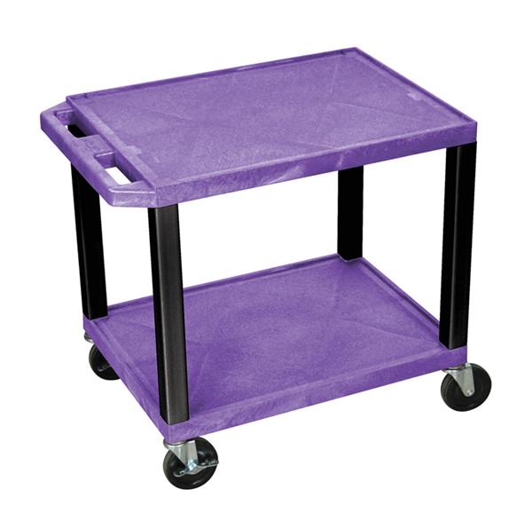 Luxor Tuffy Purple 2 Shelf AV Cart with Black Legs & Electric Outlet - Perfect for Classrooms, Offices, and Home Theater Organization