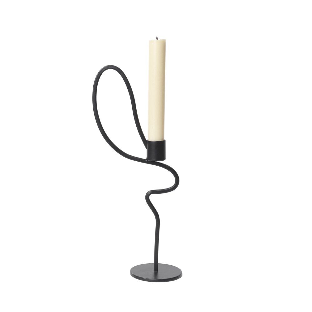 FERM LIVING Valse Black Candle Holder - Modern Scandinavian Home Decor for Dining Table, Wedding Centerpiece & Cozy Living Room Ambiance