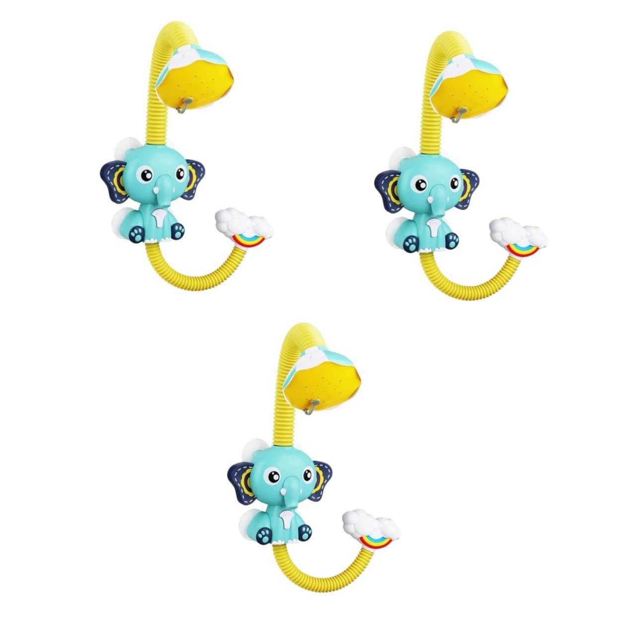HEMOTON 3-Pack Electric Elephant Bath Toys with Shower Sprayer - Fun Water Sprinkler Bathtub Toys for Kids, Safe Plastic Baby Shower Accessories (Great for Bath Time Play & Sensory Development)