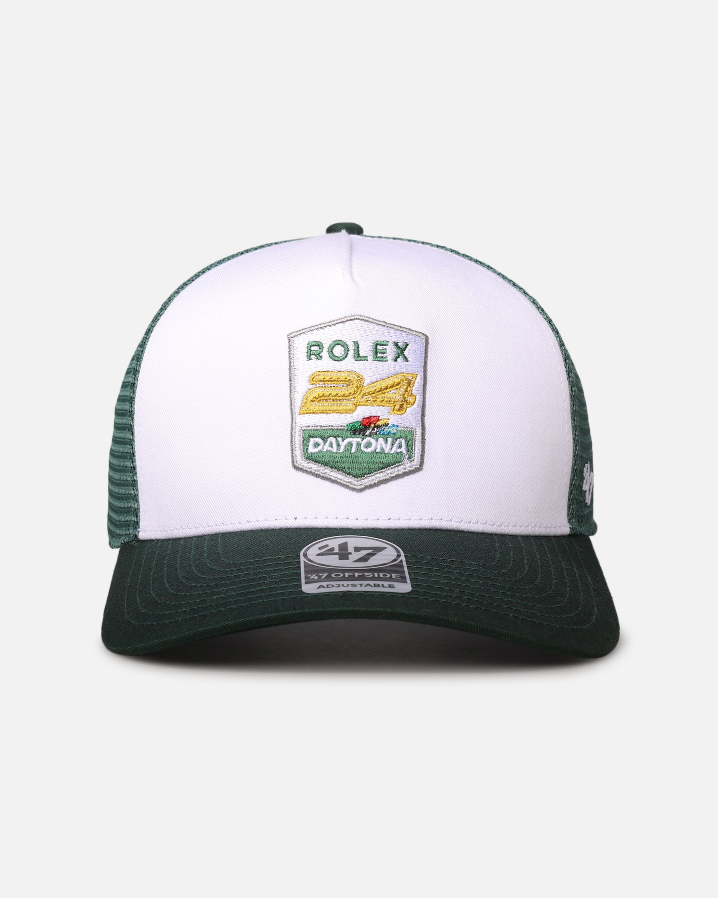 47 Brand NASCAR 47 Offside DT Trucker Snapback Hat - White/Dark Green Adjustable Baseball Cap for Men & Women - Perfect for Racing Events, Sports Fans & Casual Wear
