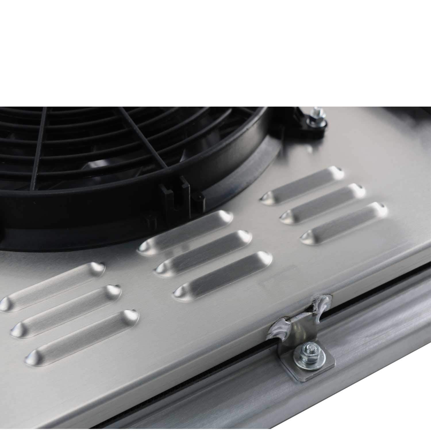 ECMRAD 4 Row Aluminum Radiator with Shroud & Cooling Fans Kit for 1968-1972 Chevy C10 C20 C30 K10 K20 K30 Pickup Truck, Suburban, Blazer - Includes Wiring Harness (Silver) - Perfect for Engine Cooling & Off-Road Performance Upgrades
