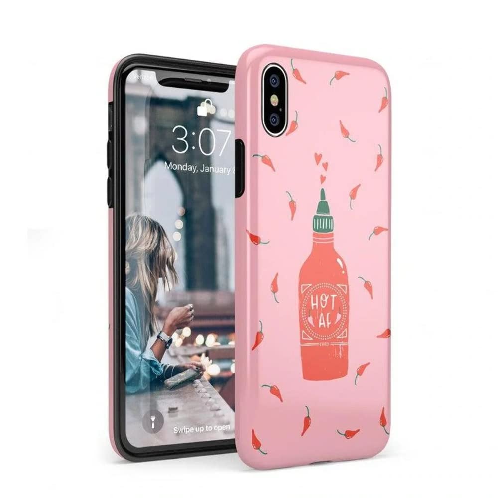 Spicy AF iPhone Xs Max Case - Pink Chili Hot Sauce Design | Trendy Protective Cover for iPhone Xs Max | Perfect for Foodies, Hot Sauce Lovers & Unique Gift Ideas
