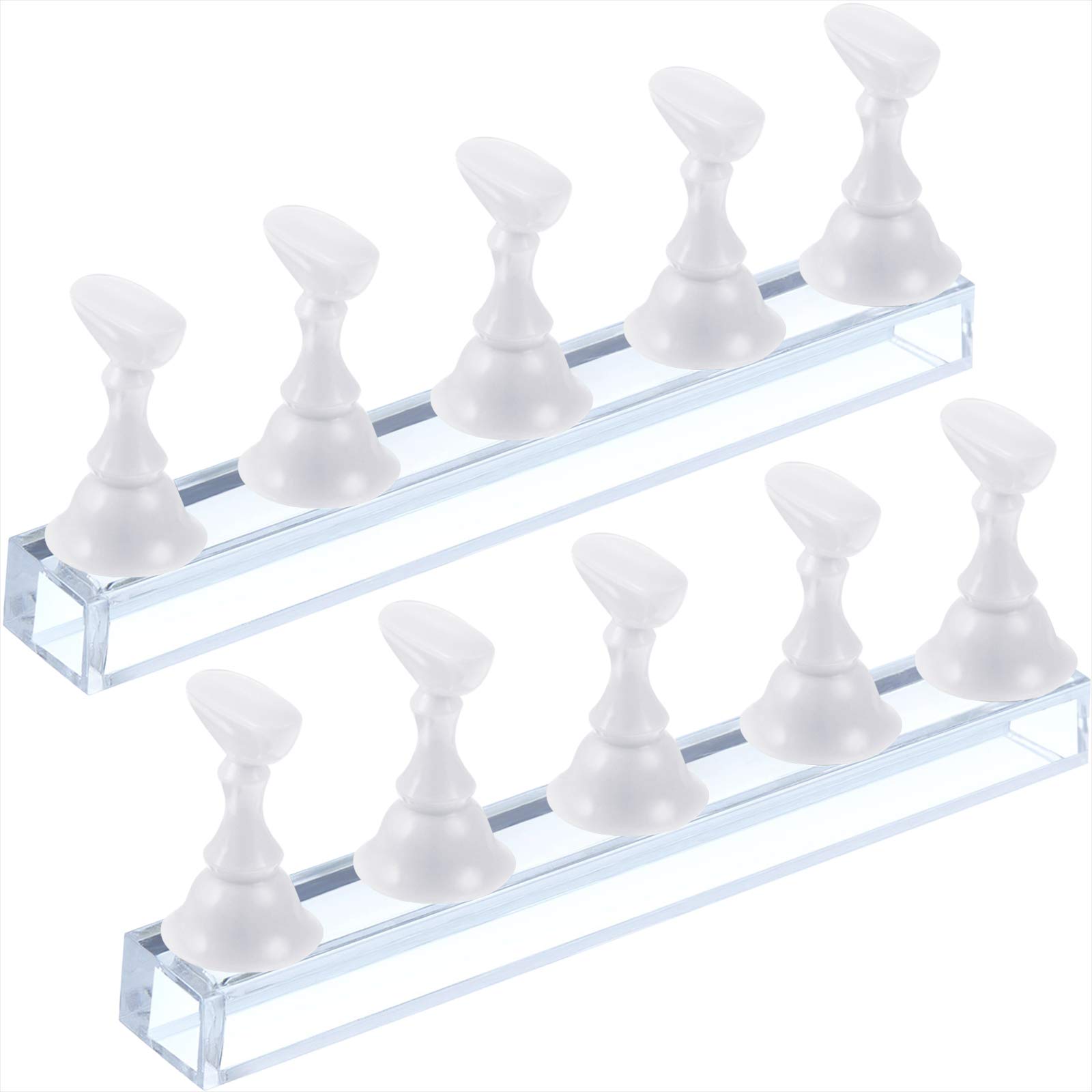 2 Sets Acrylic Nail Display Stand - Magnetic Nail Tip Practice Holder for DIY Manicure & Nail Art - False Nail Training Stand for Home Salon & Professional Use - Perfect for Nail Technicians, Beginners & Beauty Enthusiasts (White)