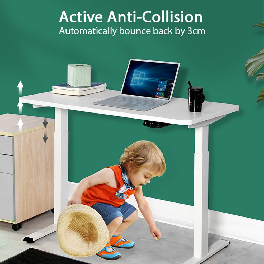 140cm Electric Standing Desk - Adjustable Height Sit Stand Desk with Single Motor Frame (Black Frame & White Top) for Home Office, Gaming & Workspace Ergonomics