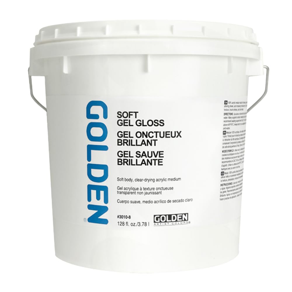 GOLDEN Soft Gel Gloss - 128 fl. oz. Professional Acrylic Gel Medium - Transparent High Gloss Finish - Perfect for Nail Art, DIY Crafts & Mixed Media Projects