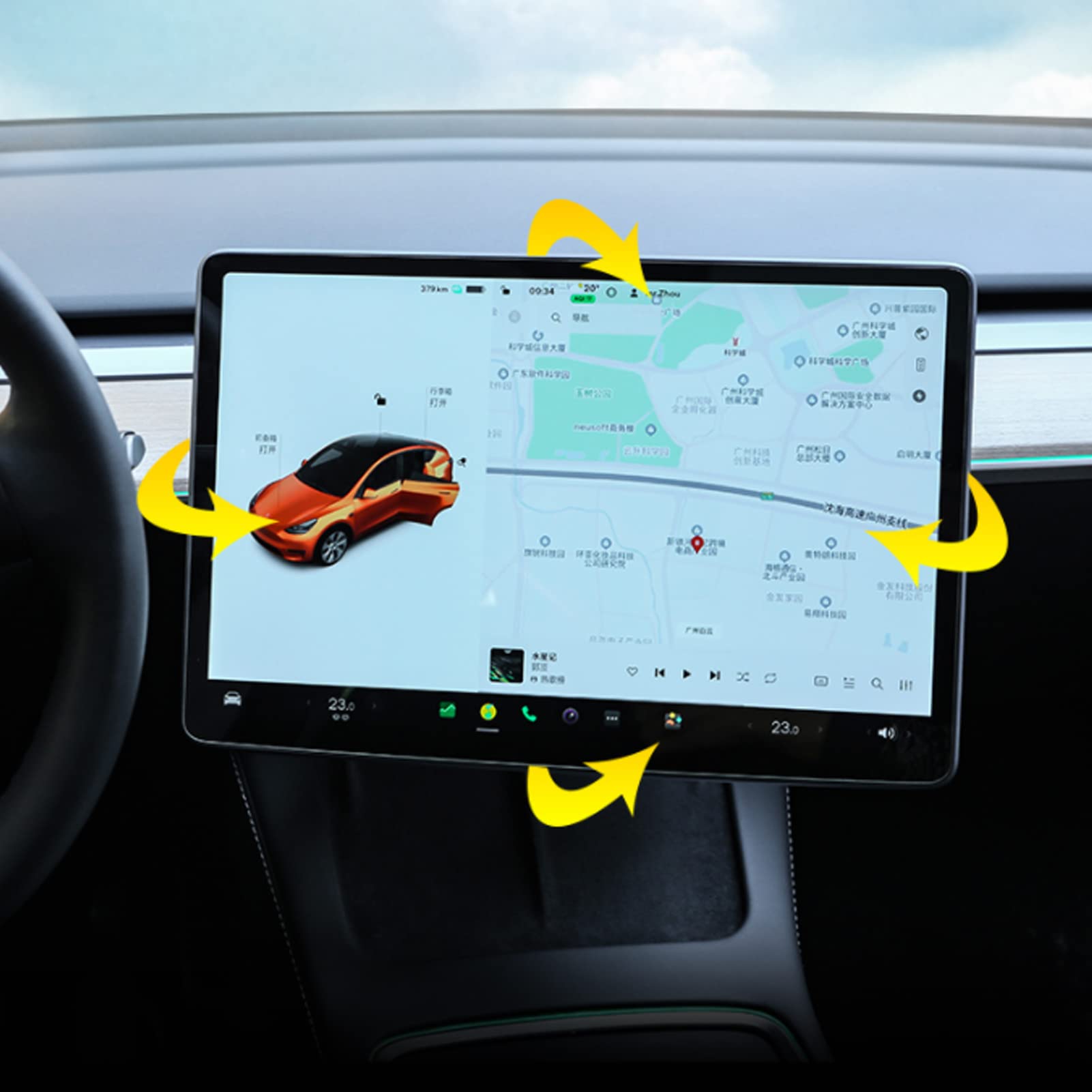 Acouto 360° Rotating Screen Mount Holder for Tesla Model Y 2020-2022 & Model 3 2017-2022 | Car Center Console GPS Navigation Swivel Stand Accessories | Perfect for Road Trips & Hands-Free Viewing