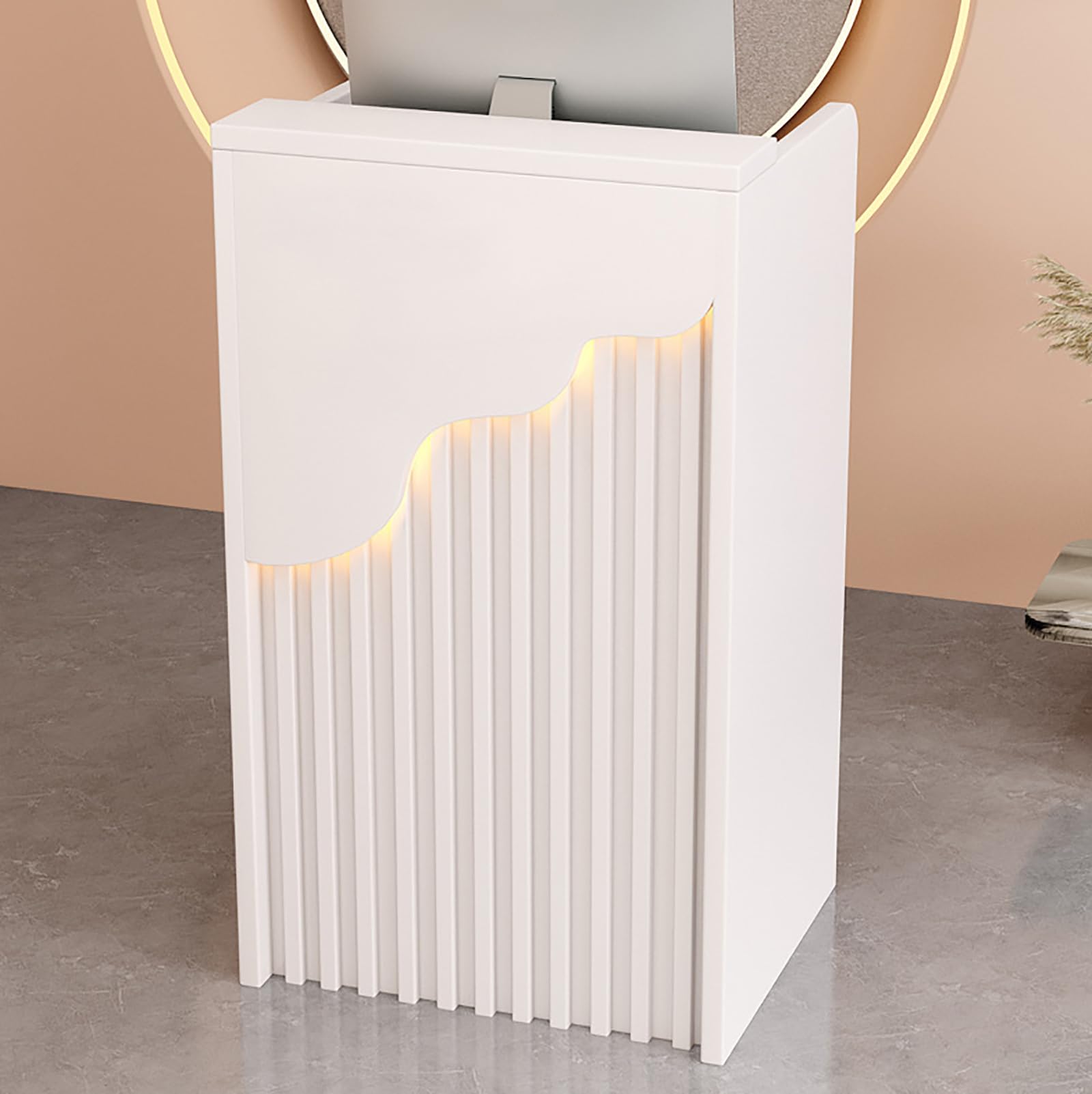 Modern Reception Desk Counter Table with Drawer Storage - Open Front Cashier Cabinet for Clothing Stores, Salons, Hotels & Retail Shops | Durable Reception Room Furniture for Office Lobby & Business Front Desk