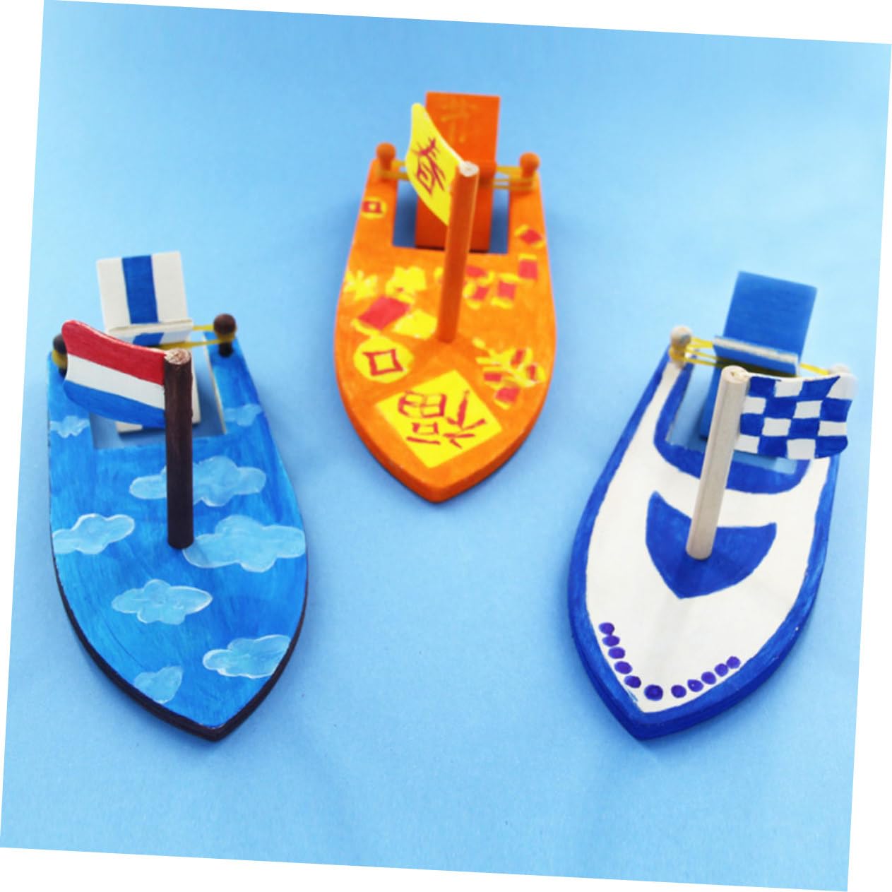 Milisten 4-Piece Unfinished Wooden Boat Craft Kit - DIY Painting Wooden Toys, Brain Teaser Puzzles & Handmade Bamboo Statues for Kids | Perfect for Arts & Crafts, STEM Learning & Creative Play