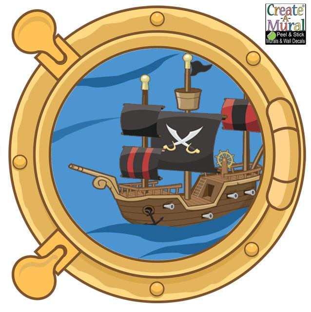 Pirate Port Hole Decal - Nautical Window Sticker for Kids Room, Boat, or Themed Parties - Perfect for Pirate Decor & Adventure Play