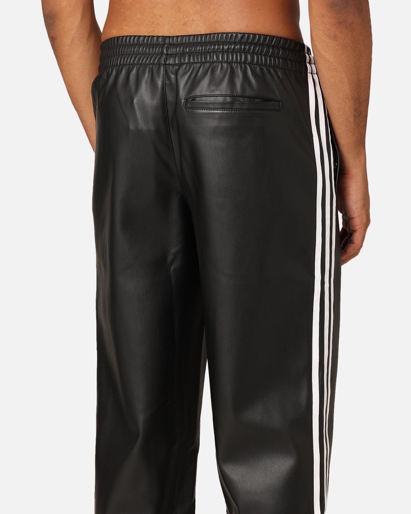 Adidas Faux Leather Adicolor 3-Stripes Firebird Track Pants - Black | Men's Athletic Joggers for Running, Gym & Casual Wear