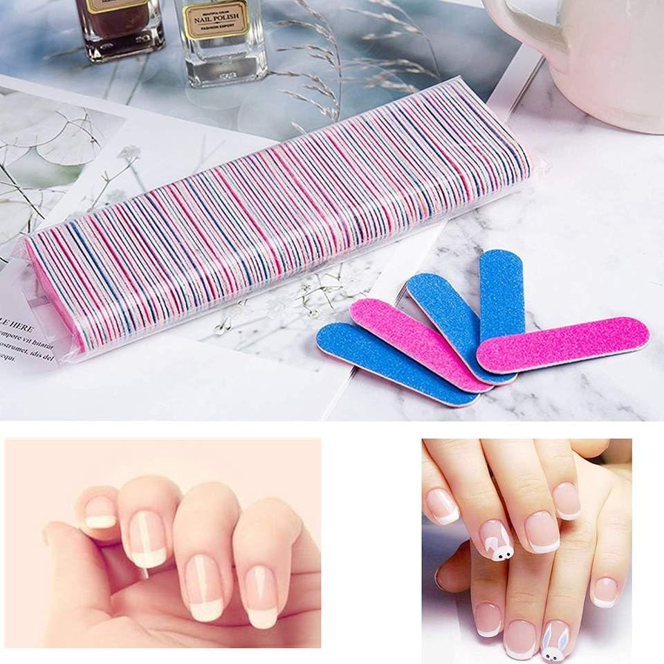 100-Piece Disposable Mini Nail File Set - Professional Double Sided Emery Boards with Grit Buffer for Manicure & Pedicure | Perfect for Nail Salons, Home Use & Travel Nail Care Kit
