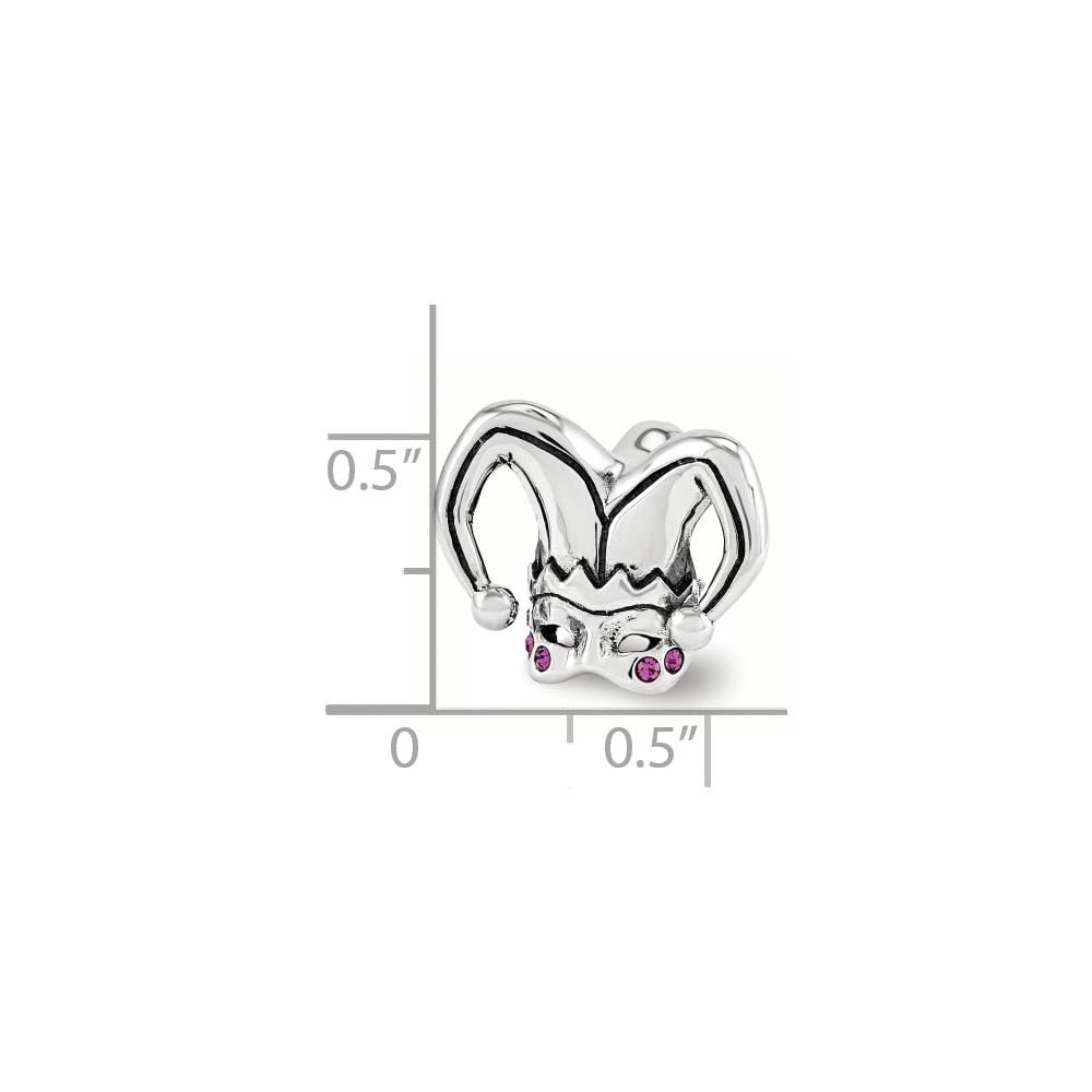 Black Bow Jester Mask Charm - Sterling Silver with Pink Crystals for Costume Parties