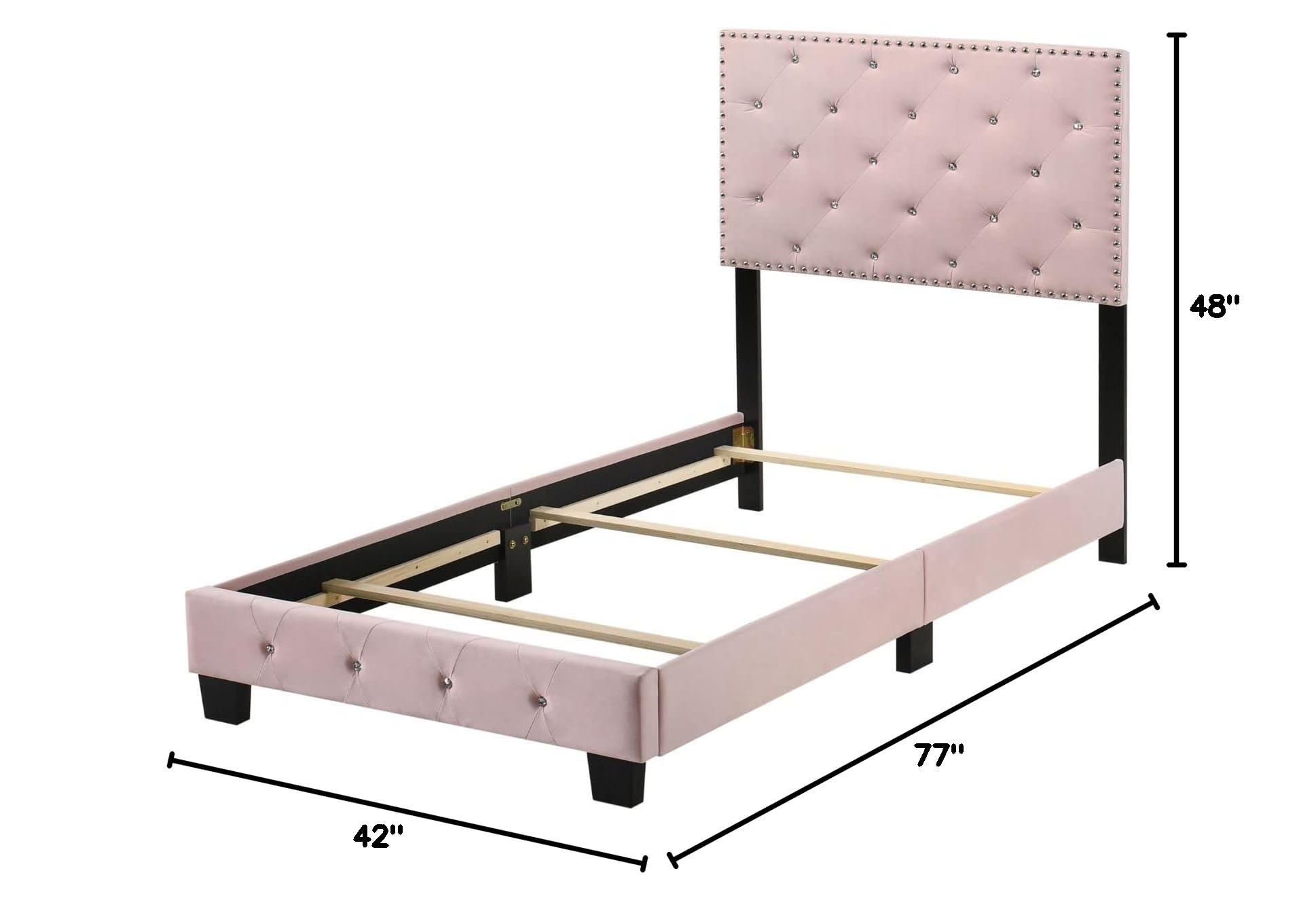 Modern Pink Twin Panel Bed - Stylish Indoor Bedroom Furniture for Small Spaces | Perfect for Kids' Rooms, Guest Beds & Cozy Apartments