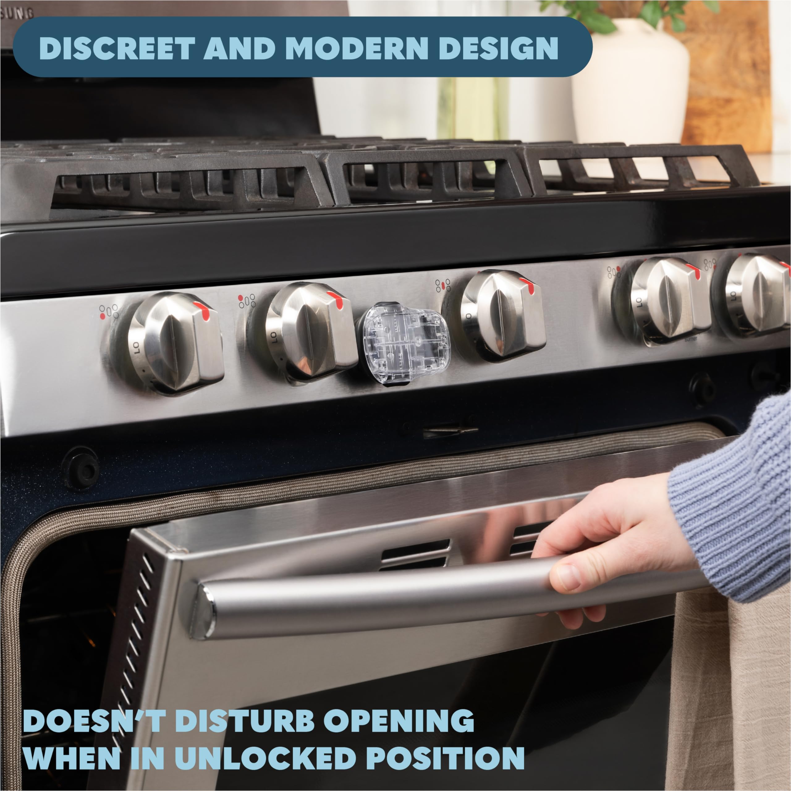 **Heat-Resistant Oven Door Lock for Child Safety - Baby Proofing with Strong 3M Adhesive - Easy One-Hand Installation, No Tools Needed - Perfect for Childproofing Kitchens & Homes**    *(Use Case: Keep toddlers safe from hot ovens while cooking, baking, or meal prepping in family-friendly kitchens.)*