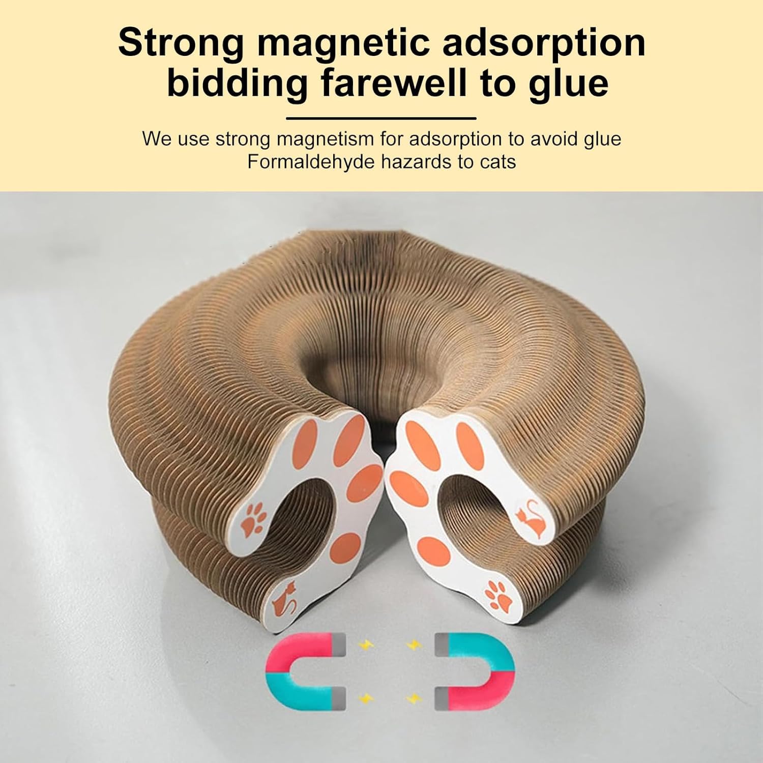 Foldable Magic Organ Cat Scratch Board with Toy Bell Ball - Interactive Cardboard Cat Toy for Scratching & Play - Perfect for Indoor Cats, Playtime & Training (1pc)