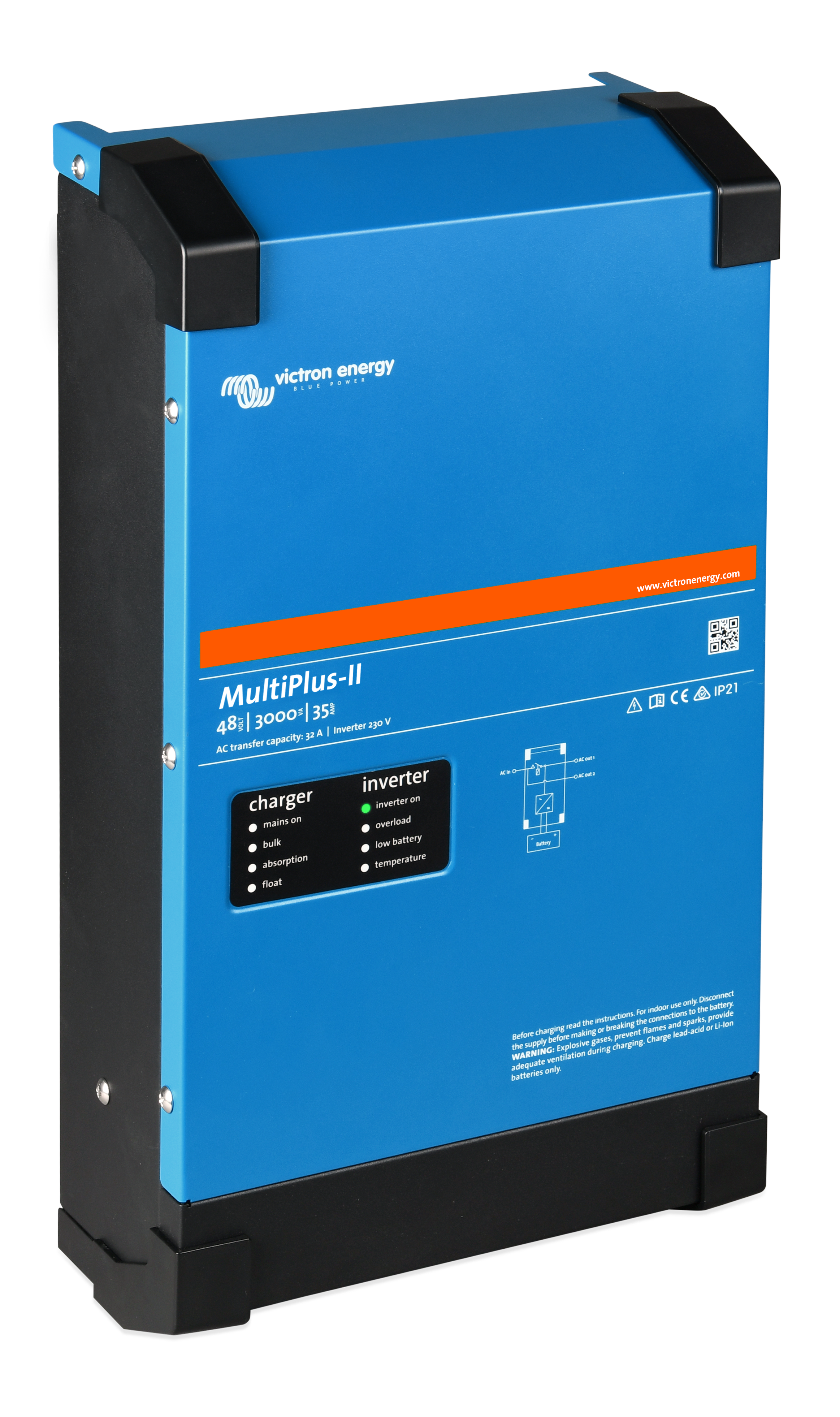 Victron Energy MultiPlus II 48V 3000VA 35A Inverter/Charger | 120V Output | UL Certified (PMP482305102) | Perfect for Off-Grid Solar Systems & RV Power Backup