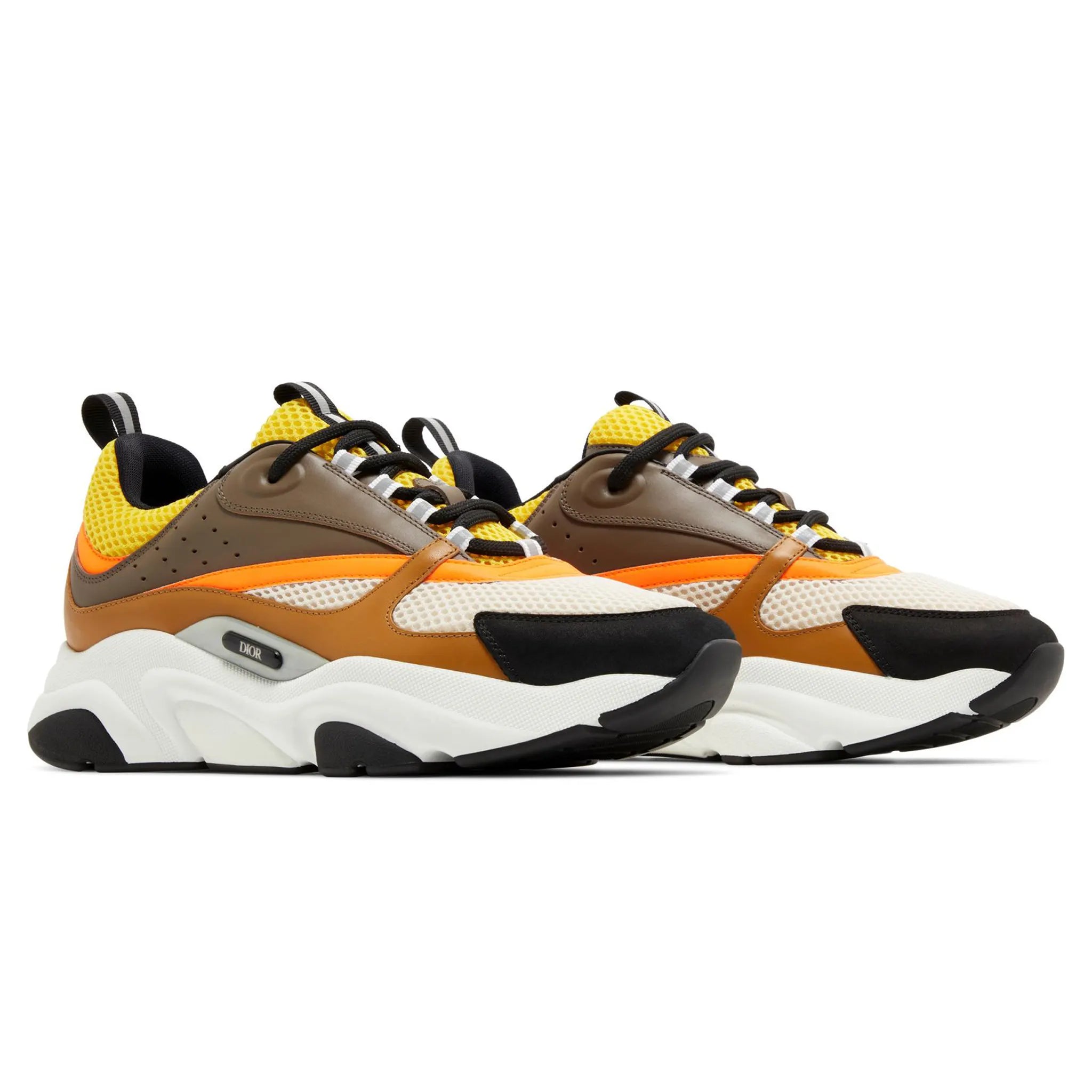 Dior B22 Sneakers in Ebony, Camel & Yellow Calfskin - Luxury High-Top Fashion Trainers for Men | Perfect for Casual Wear, Street Style & Designer Outfits