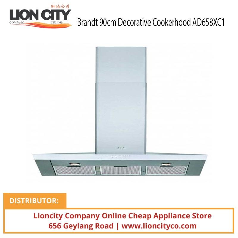 Brandt 90cm Stainless Steel Decorative Range Hood AD658XC1 - Modern Kitchen Ventilation for Smoke & Odor Removal