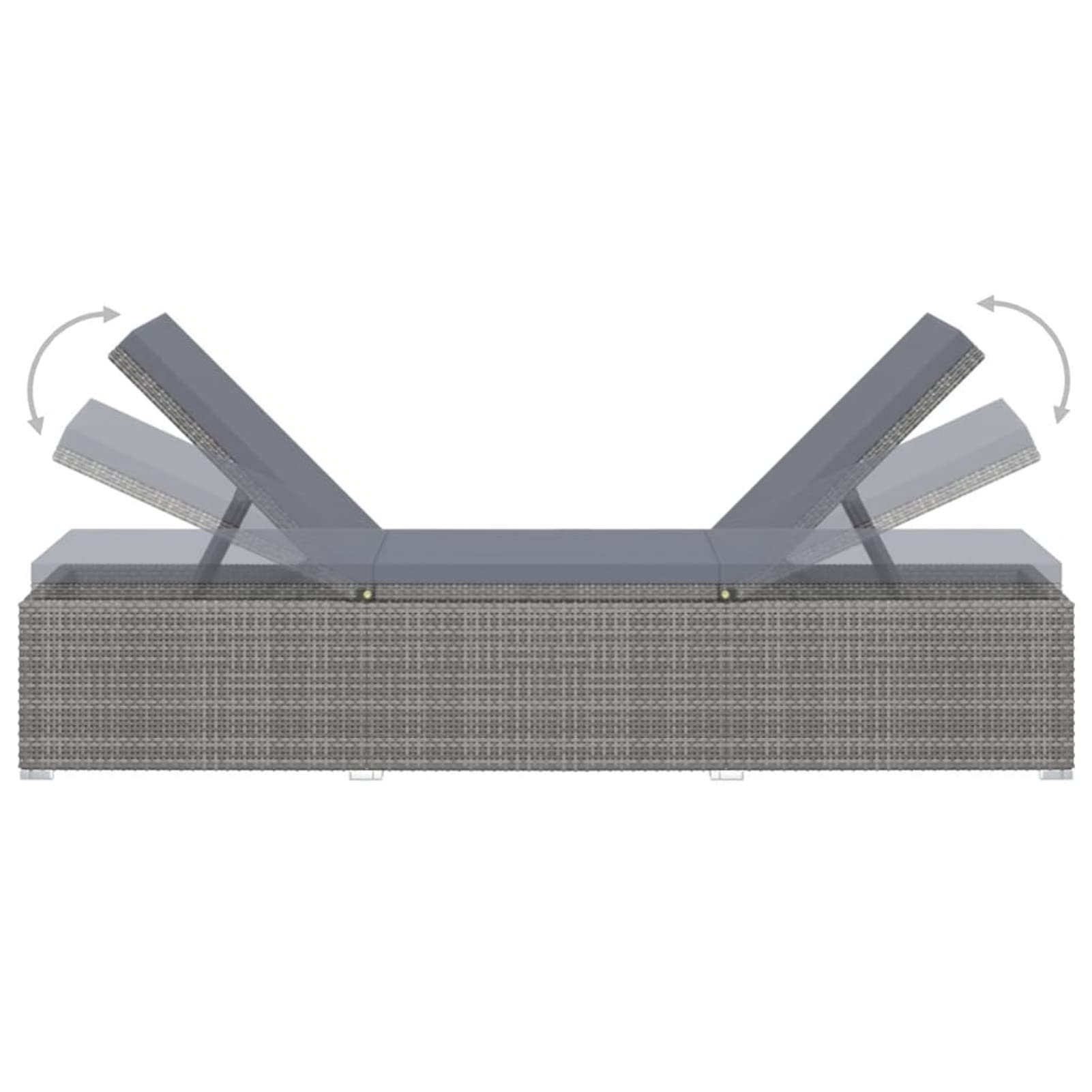 Premium Sun Lounger with Comfortable Chair Cushions - Gray Poly Rattan Outdoor Furniture Set for Patio, Poolside & Garden Relaxation | Includes Matching Tea Table Cushions for Complete Comfort