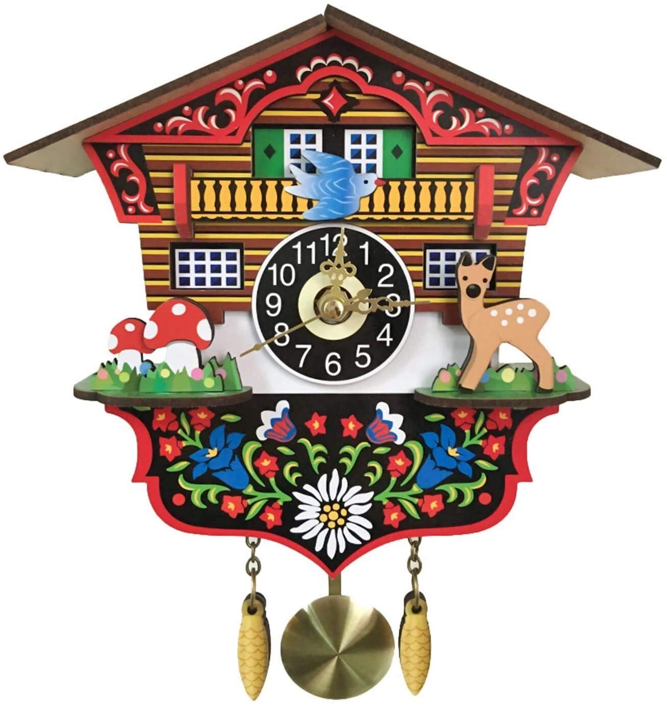**Vintage Wooden Cuckoo Wall Clock - Silent Non-Ticking for Living Room, Bedroom & Nursery Decor - Handcrafted Home Decoration with Moving Bird & Window Design**    *(Perfect for Farmhouse, Rustic, or Traditional Home Styles - Ideal Gift for Housewarming, Birthday & Holidays)*