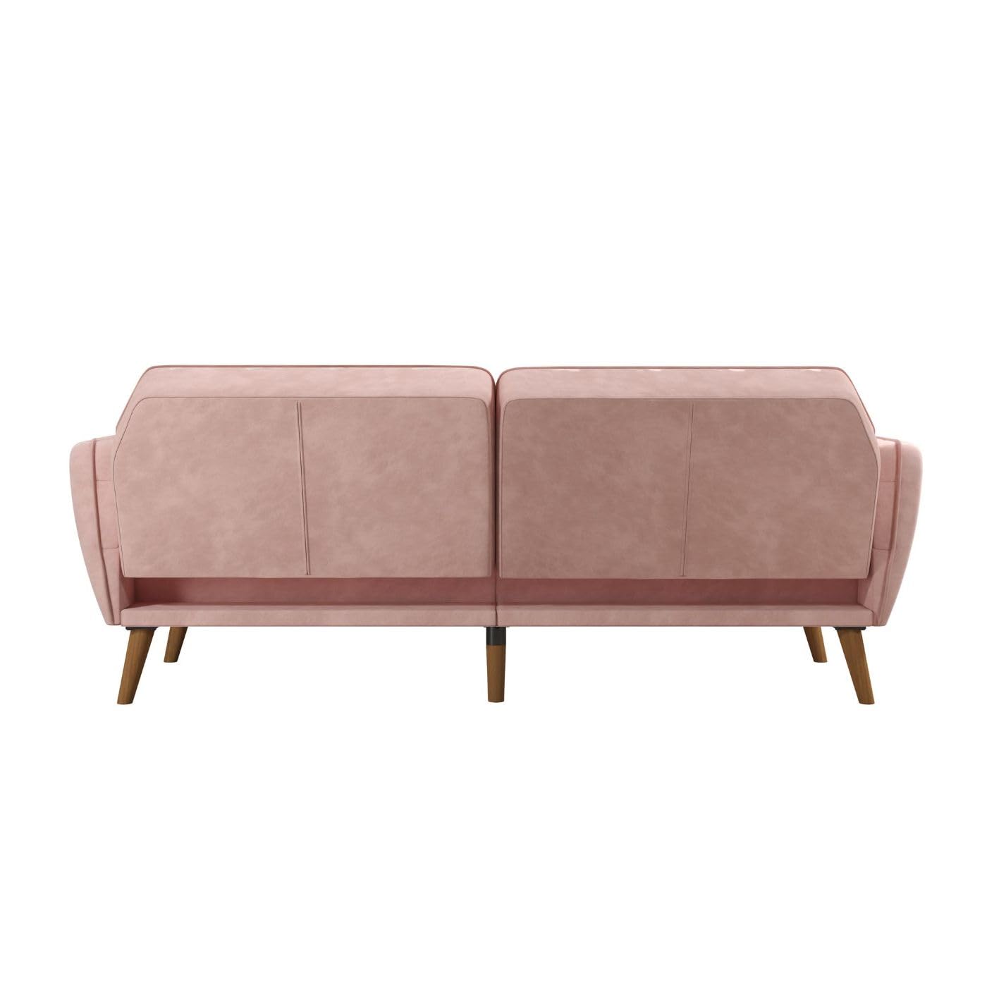 Novogratz Tallulah Convertible Memory Foam Futon Couch - Pink Velvet Sofa Bed for Small Spaces, Guest Room & Dorm | Comfortable Sleeper for Living Room, Apartment & Studio