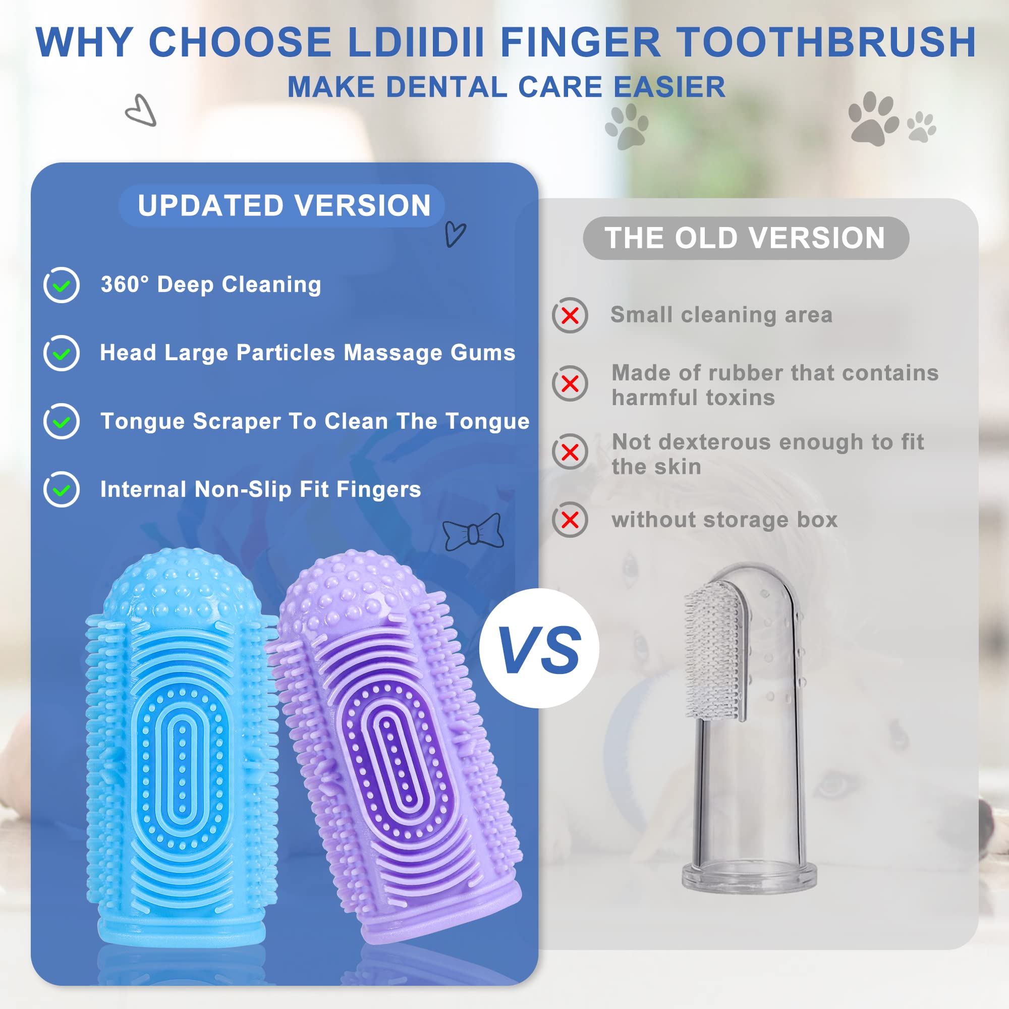4 Pack Dog Toothbrush Kit - Finger Toothbrush for Dogs Teeth Cleaning & Dental Care, Pet Toothbrush for Small & Large Breeds - Perfect for Daily Oral Hygiene at Home