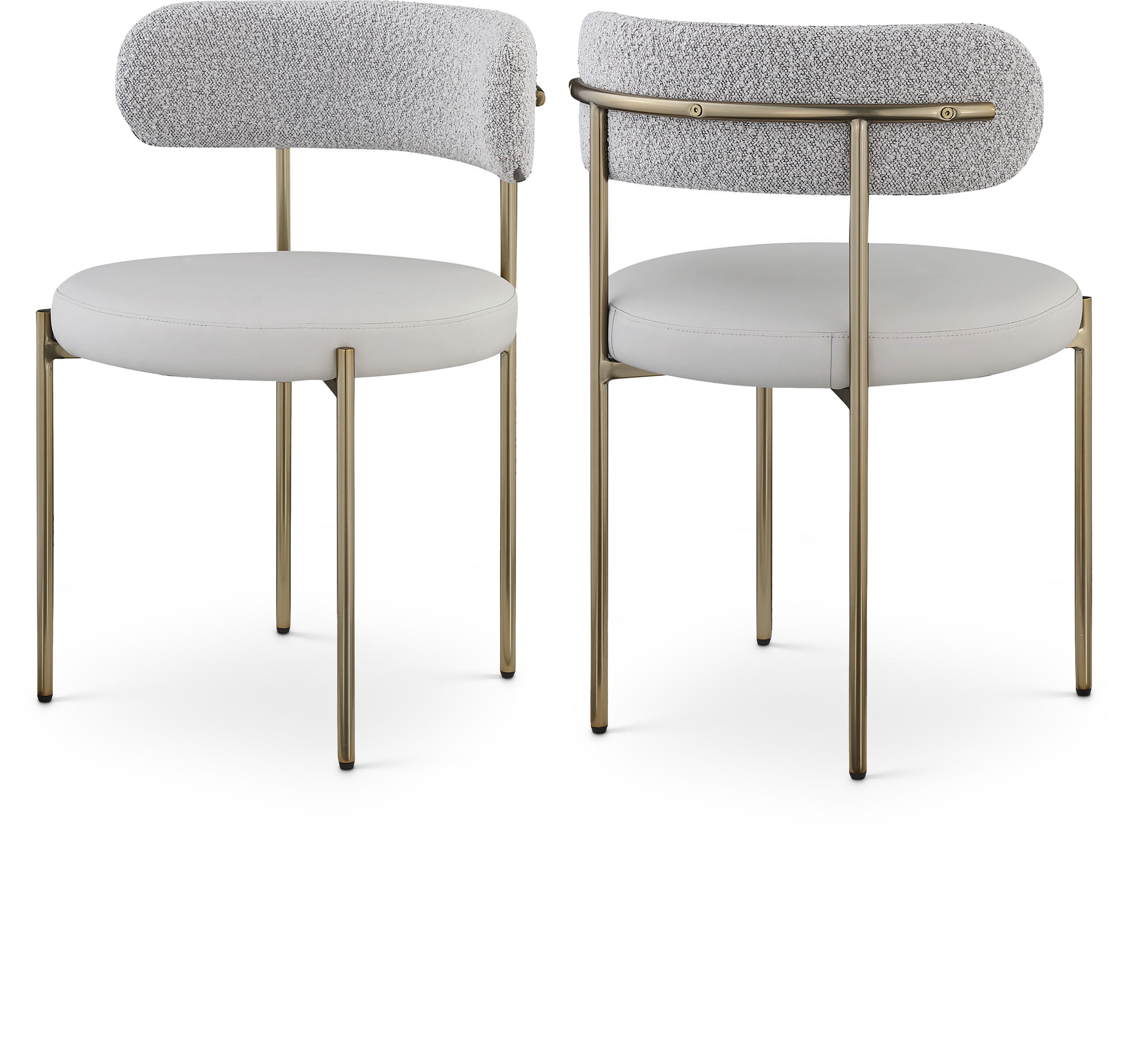 Vegan Leather & Boucle Fabric Dining Chair - Modern Comfortable Kitchen & Dining Room Seating for Home & Office Use