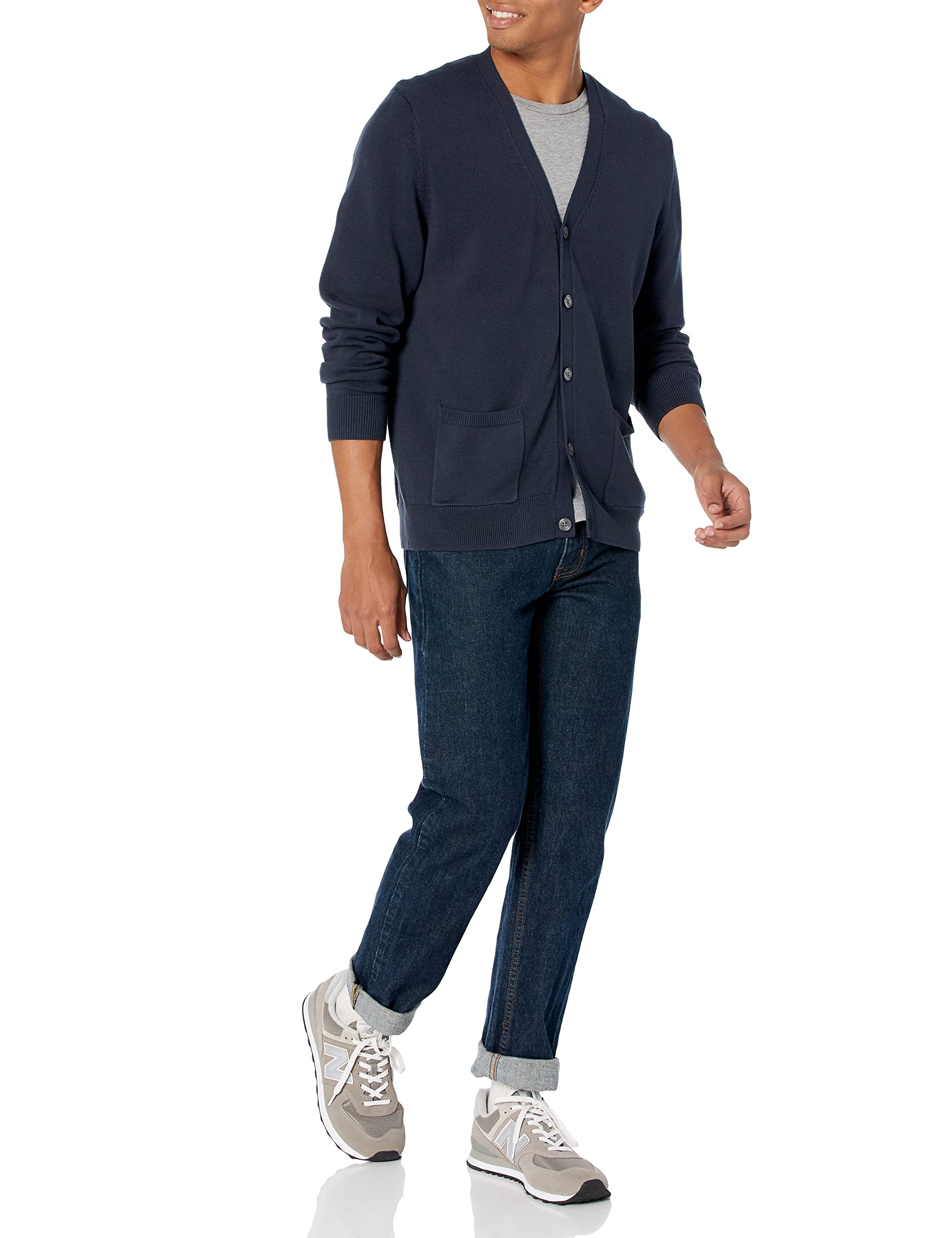 Amazon Essentials Men's Cotton Cardigan Sweater - Soft Casual Knit Pullover for Fall & Winter - Perfect for Office, Lounge & Outdoor Activities
