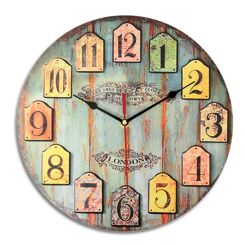 Vintage Wooden Wall Clock - Silent Retro European Style Round Decorative Home Clock for Living Room, Bedroom & Office Decor