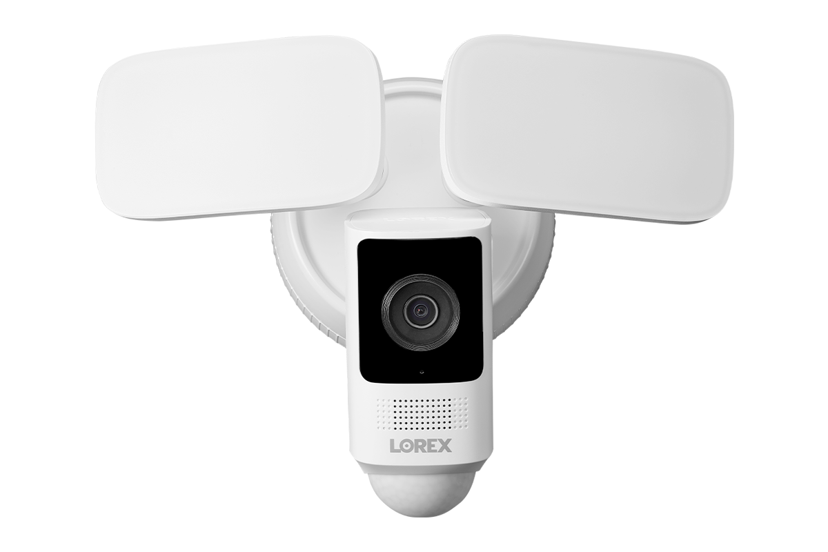 Lorex 2K WiFi Floodlight Security Camera with 32GB Storage & Cloud Support - Outdoor Home Security, Night Vision, Motion Detection for Garage, Yard & Driveway Protection
