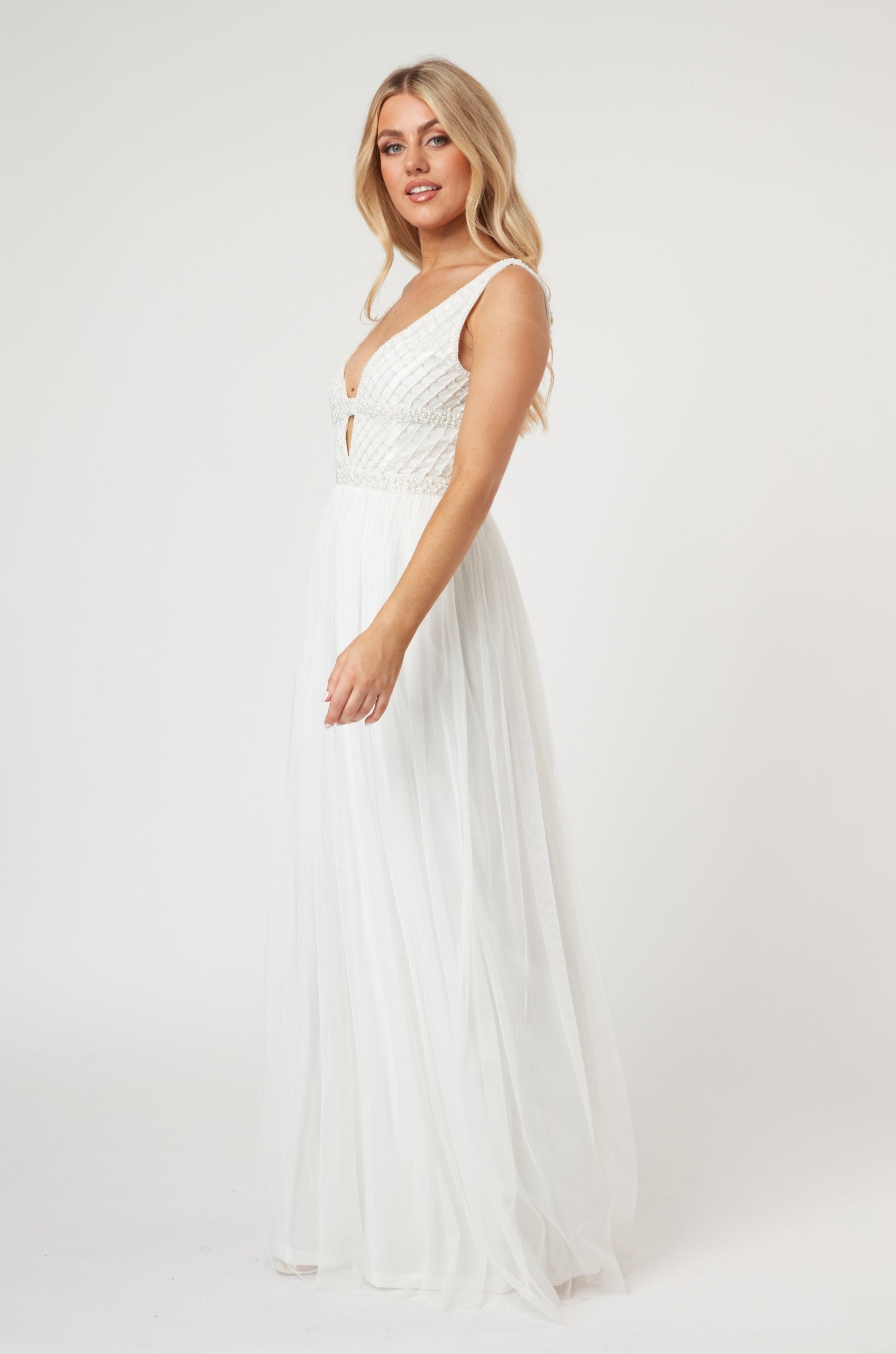 Elegant Myla Pearl Beaded Wedding Dress – Perfect for Bridal Gowns, Formal Events & Special Occasions