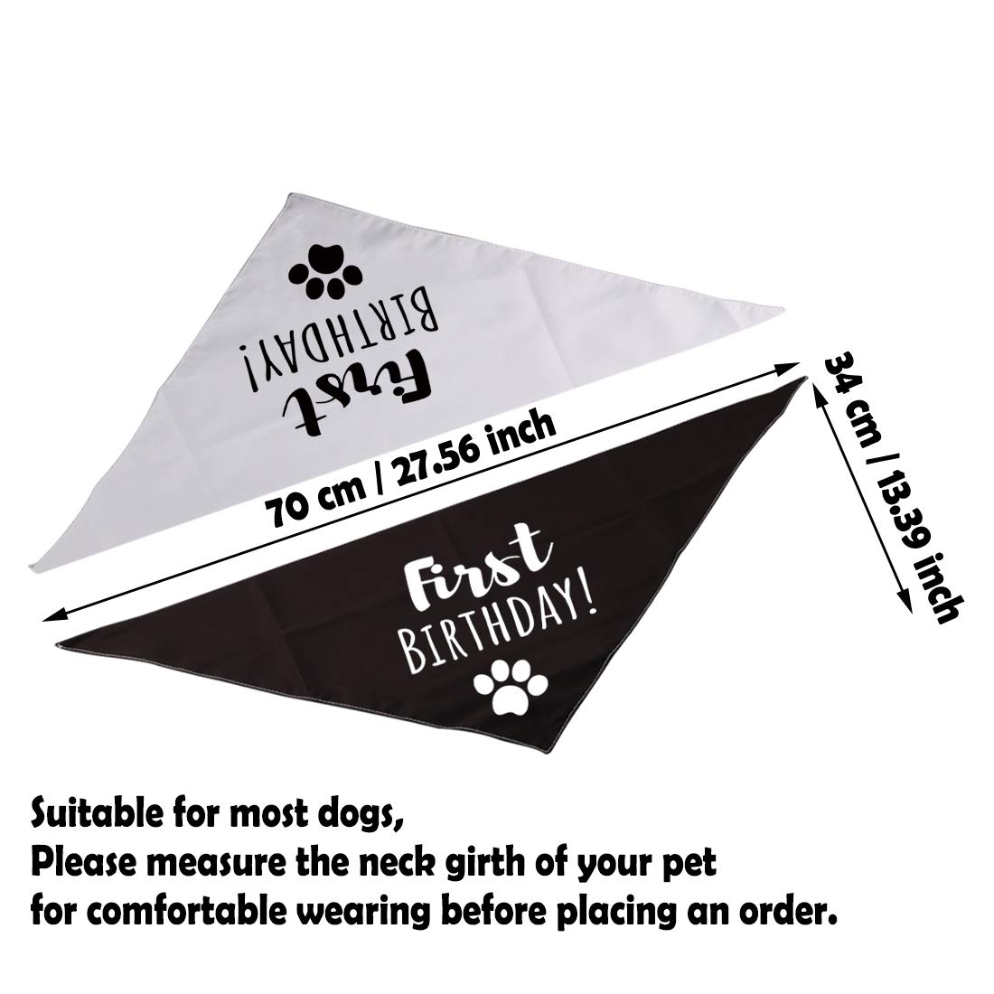 2 Pack Dog Bandana for 1st Birthday - Its My Birthday Party Accessory for Puppy & Cat - Cute Pet Bandanas for Birthday Celebrations & Photo Shoots